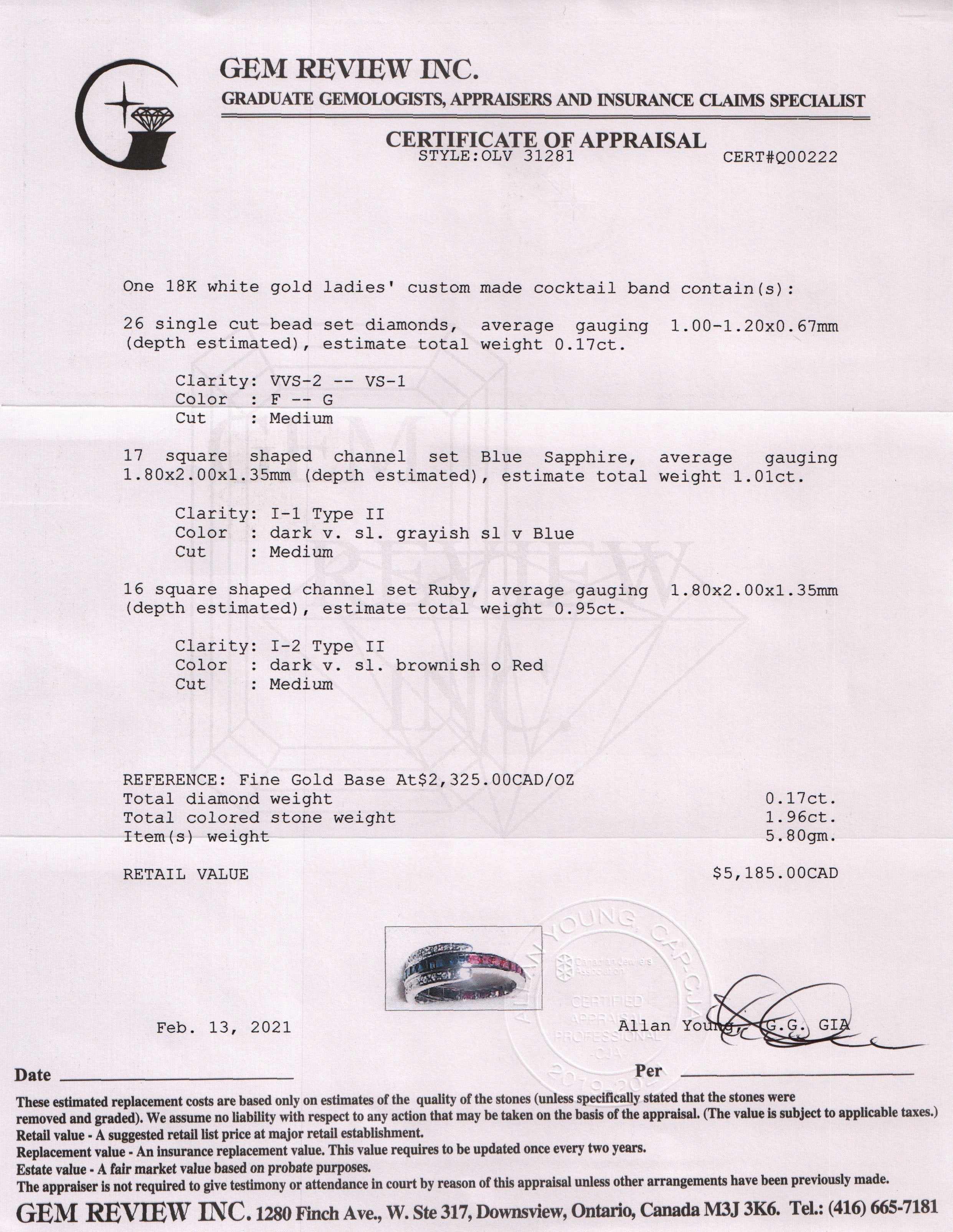 Blue Sapphire, Ruby, and Diamond Cocktail Ring