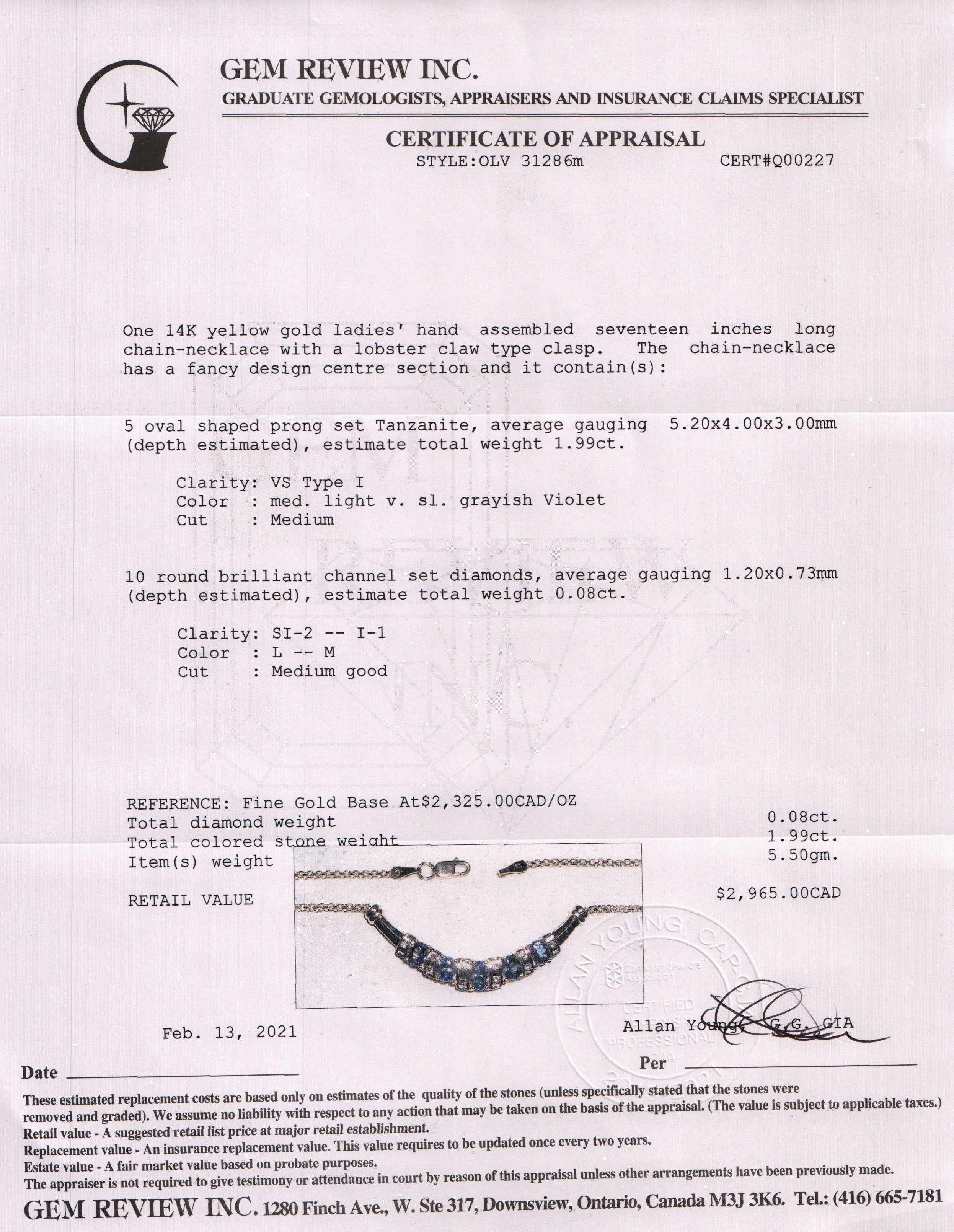 Tanzanite and Diamond Necklace