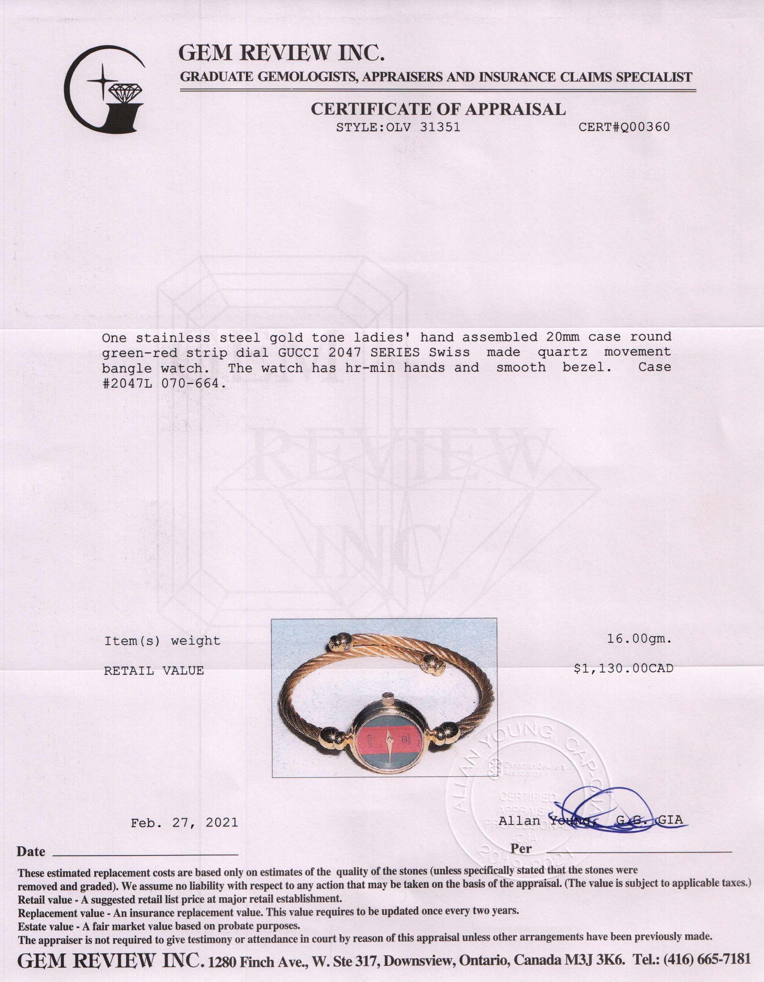 Gucci Vintage 2047 Series Watch w/ Box