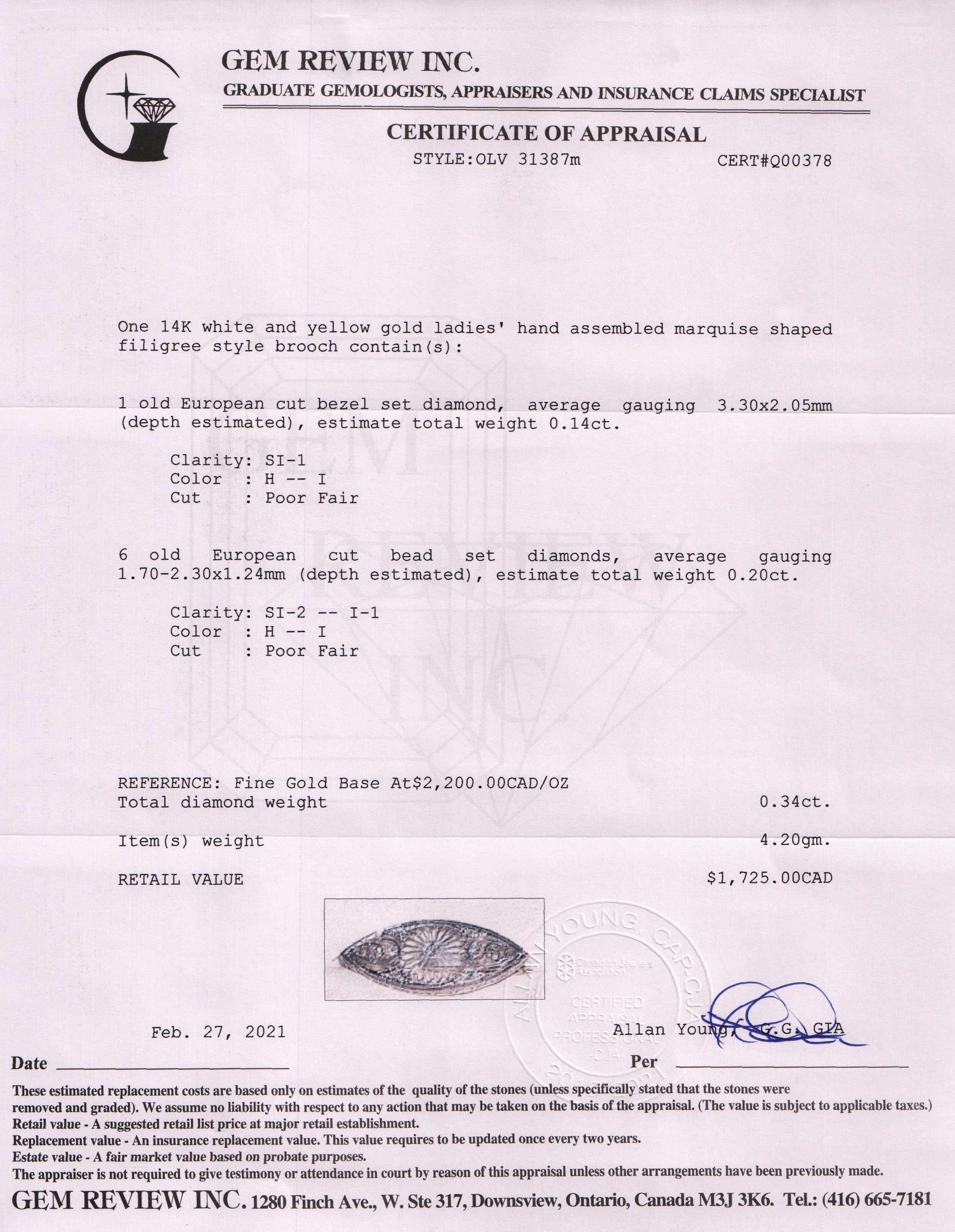 Antique Diamond Filigree Brooch