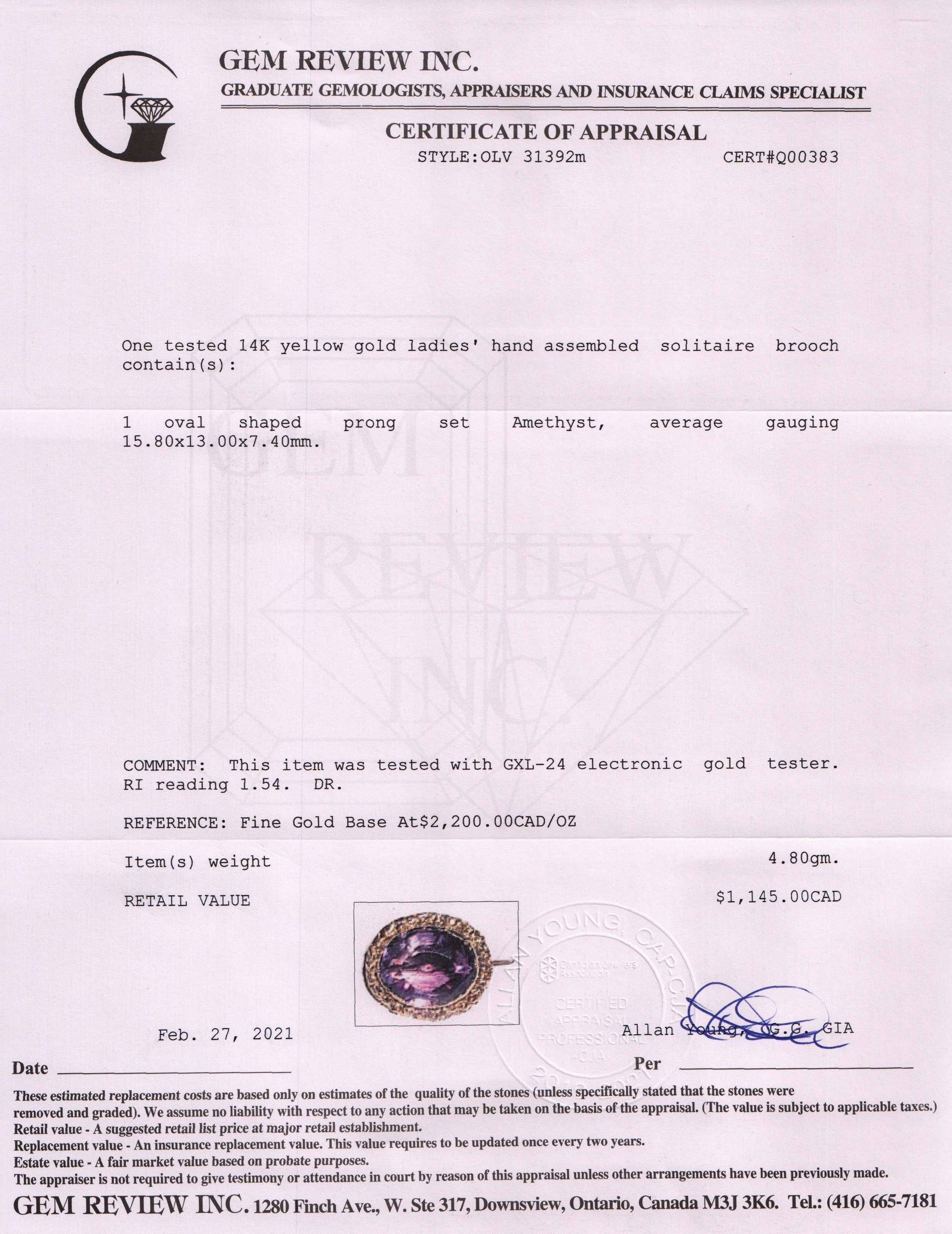 Antique Amethyst Brooch