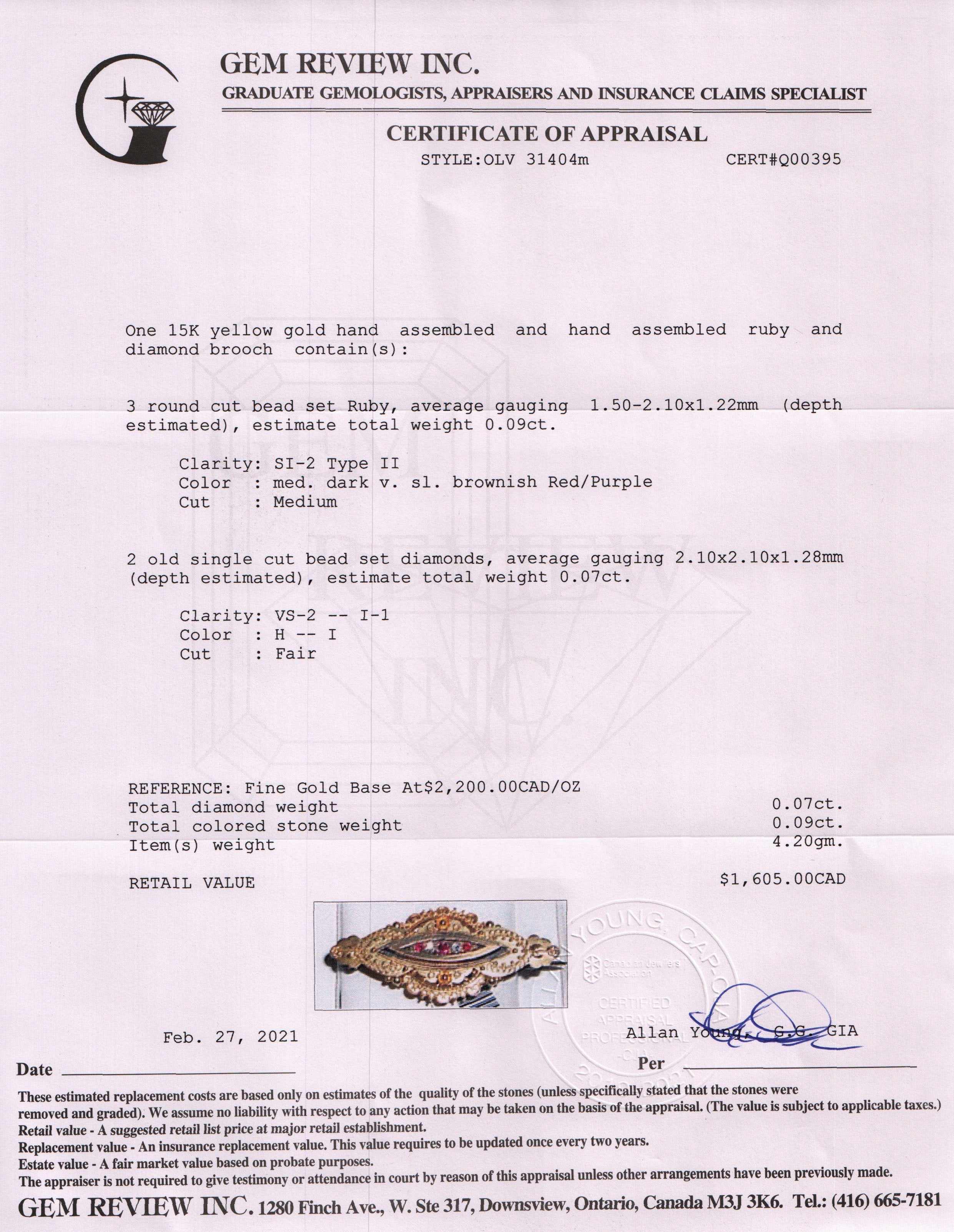 Antique Ruby & Diamond Brooch