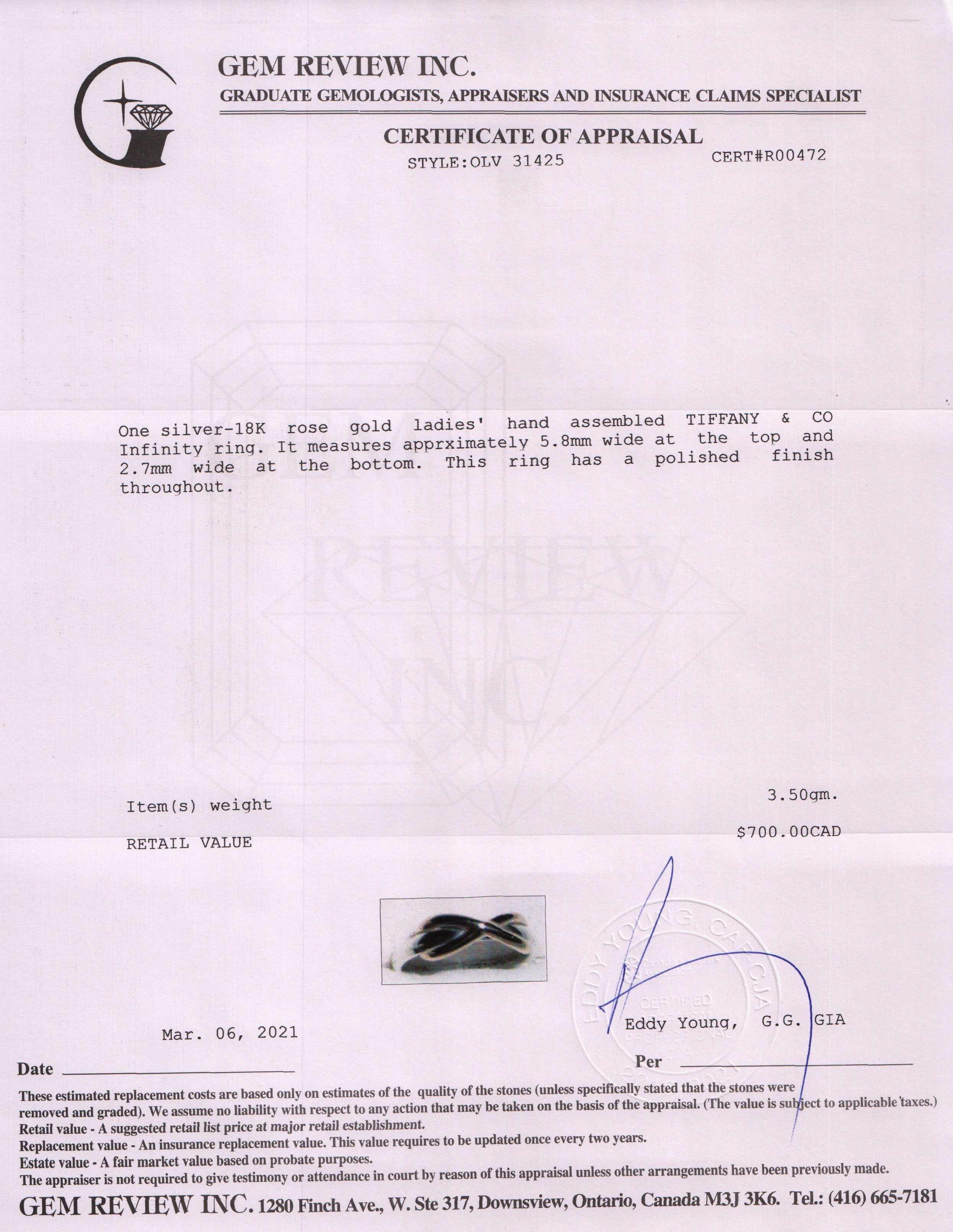 Tiffany & Co. Two-Tone Infinity Ring