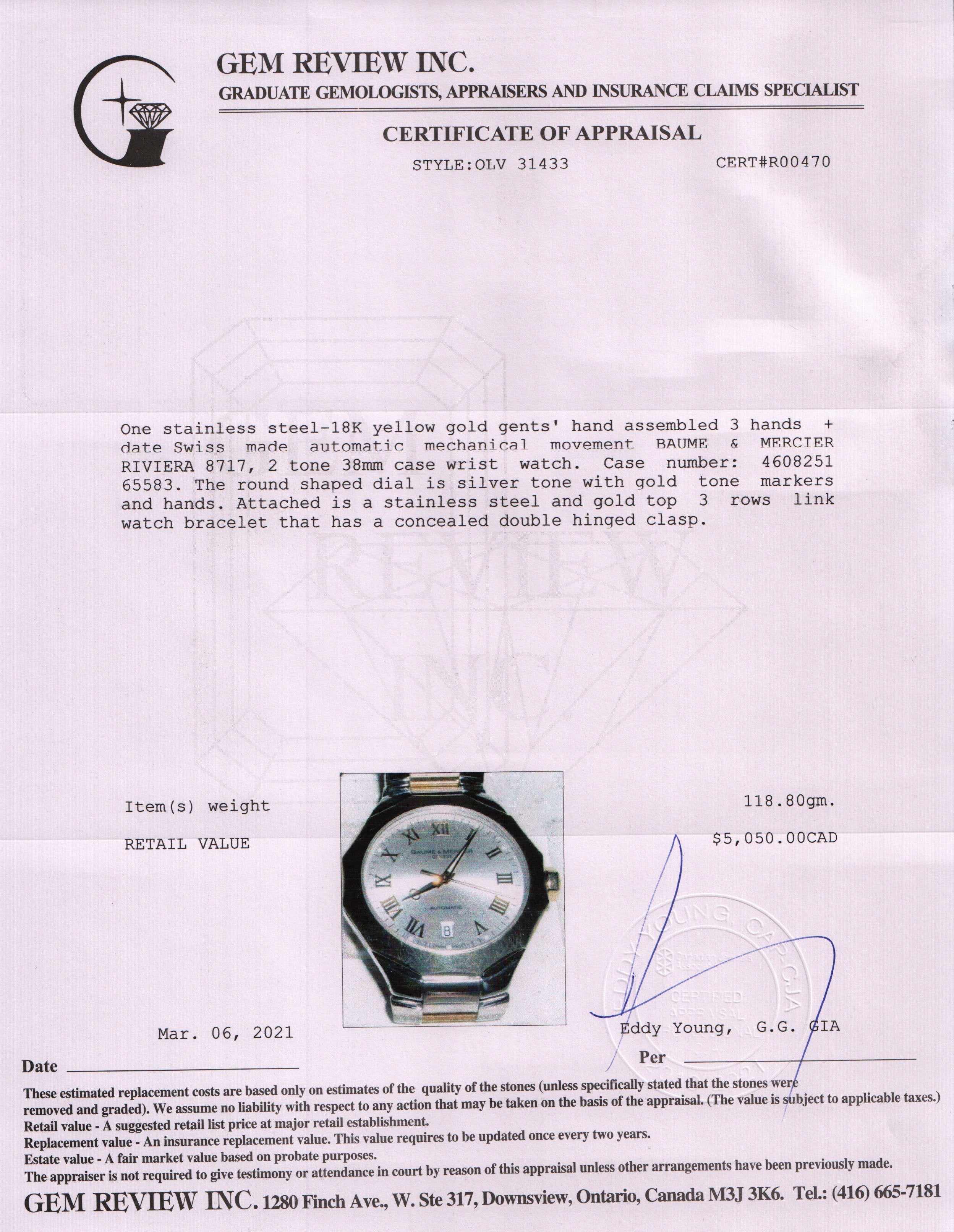 Baume & Mercier Riviera Two-Tone Watch