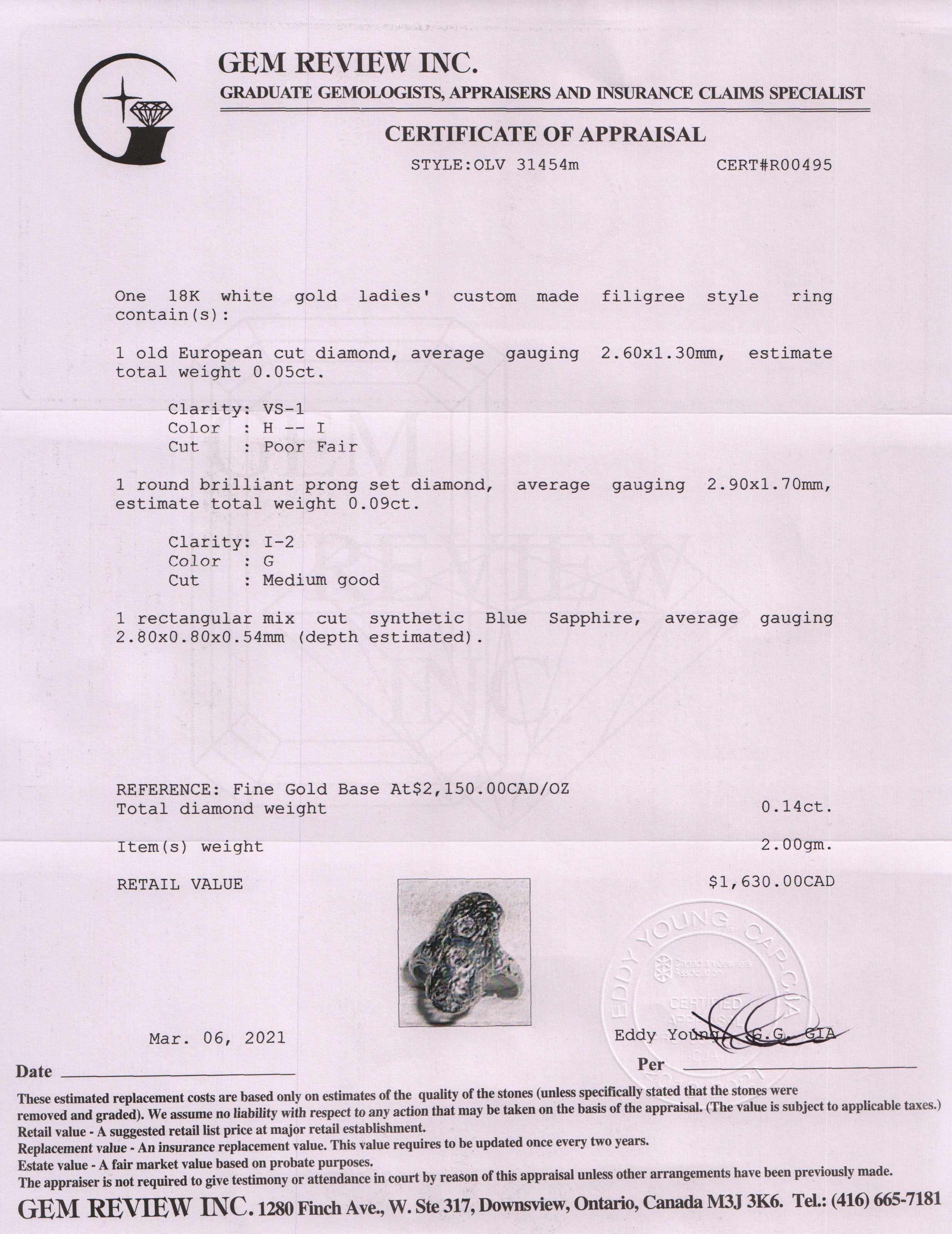 Antique 18k White Gold Filigree Diamond Ring