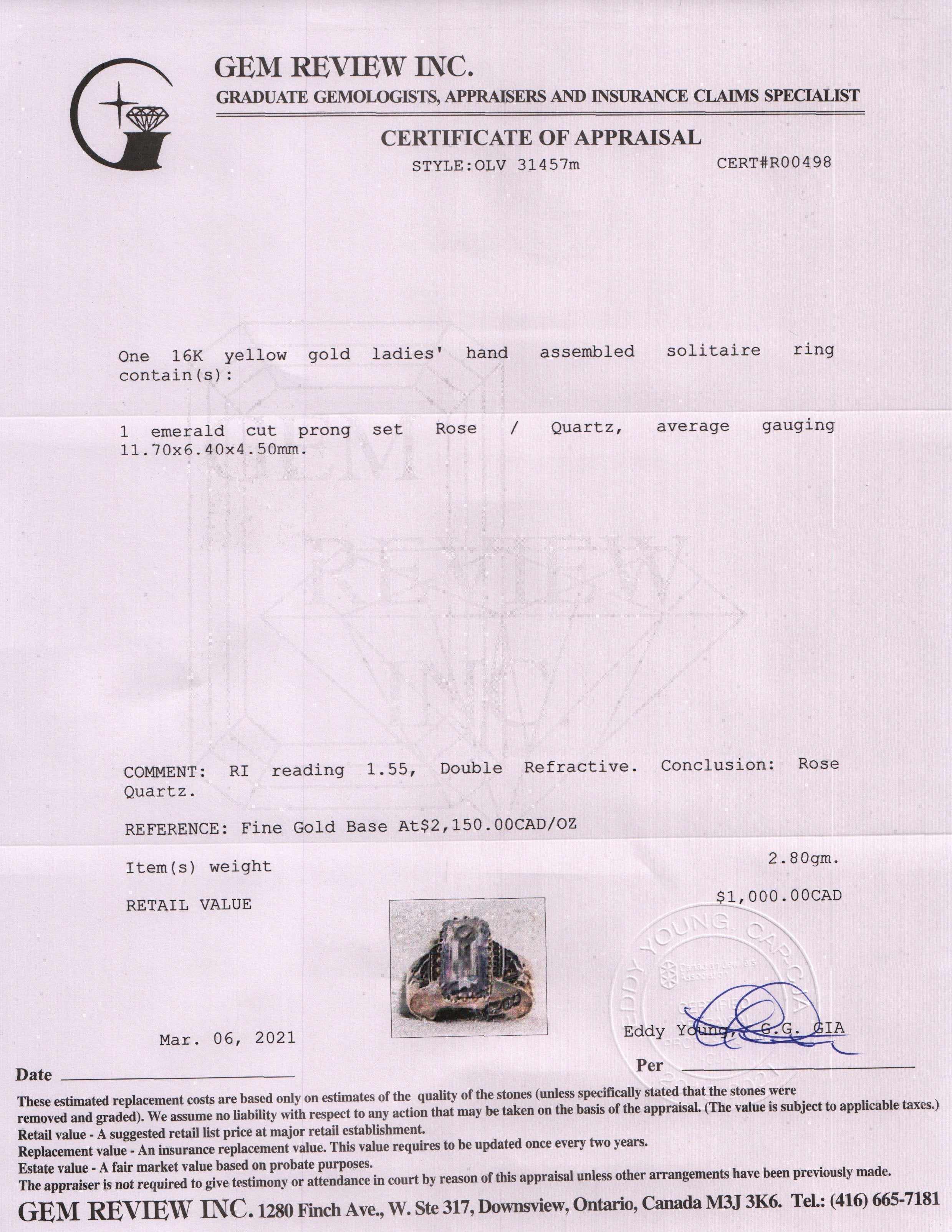 Antique Rose Quartz Solitaire Ring