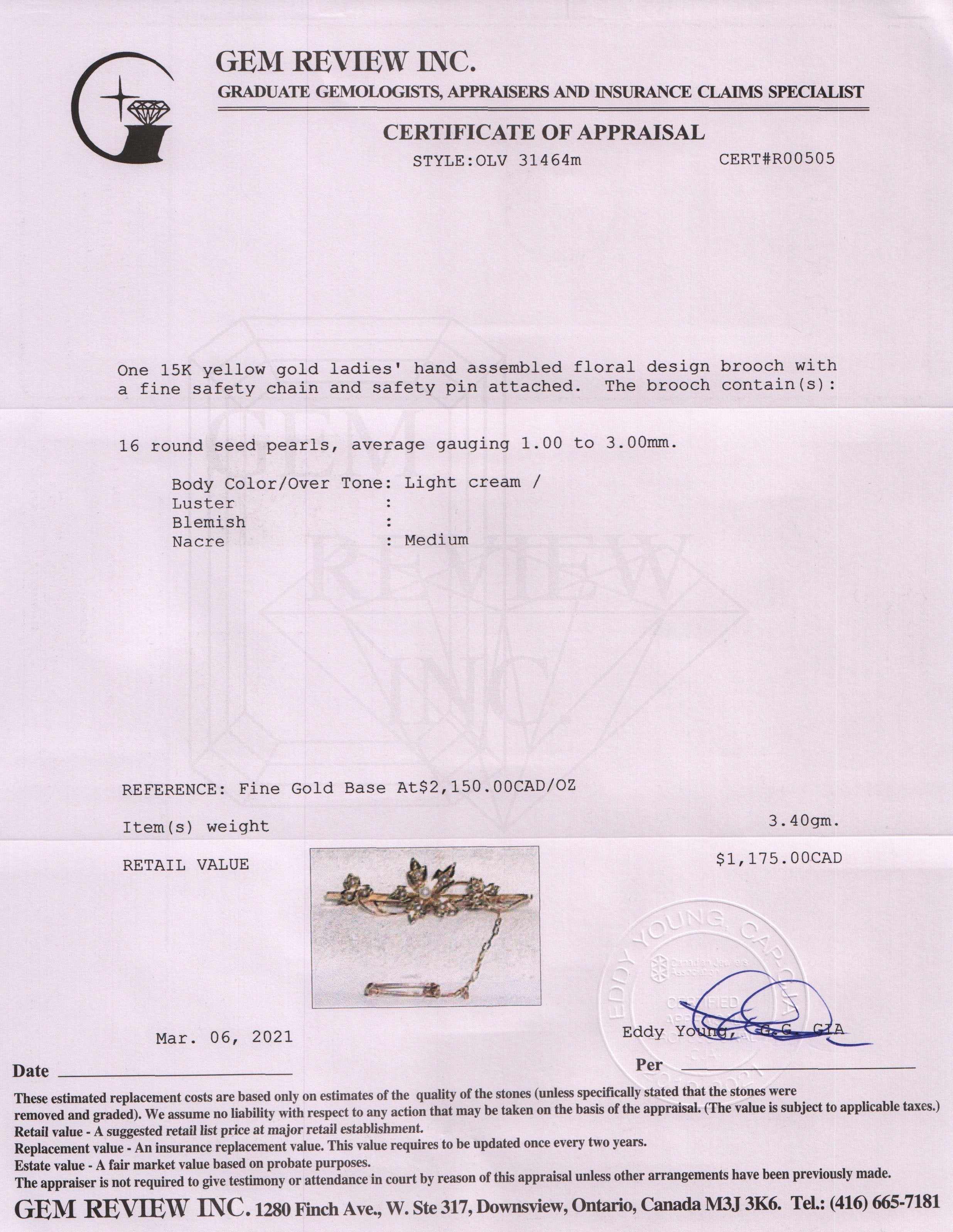 Antique Seed Pearl Bar Brooch