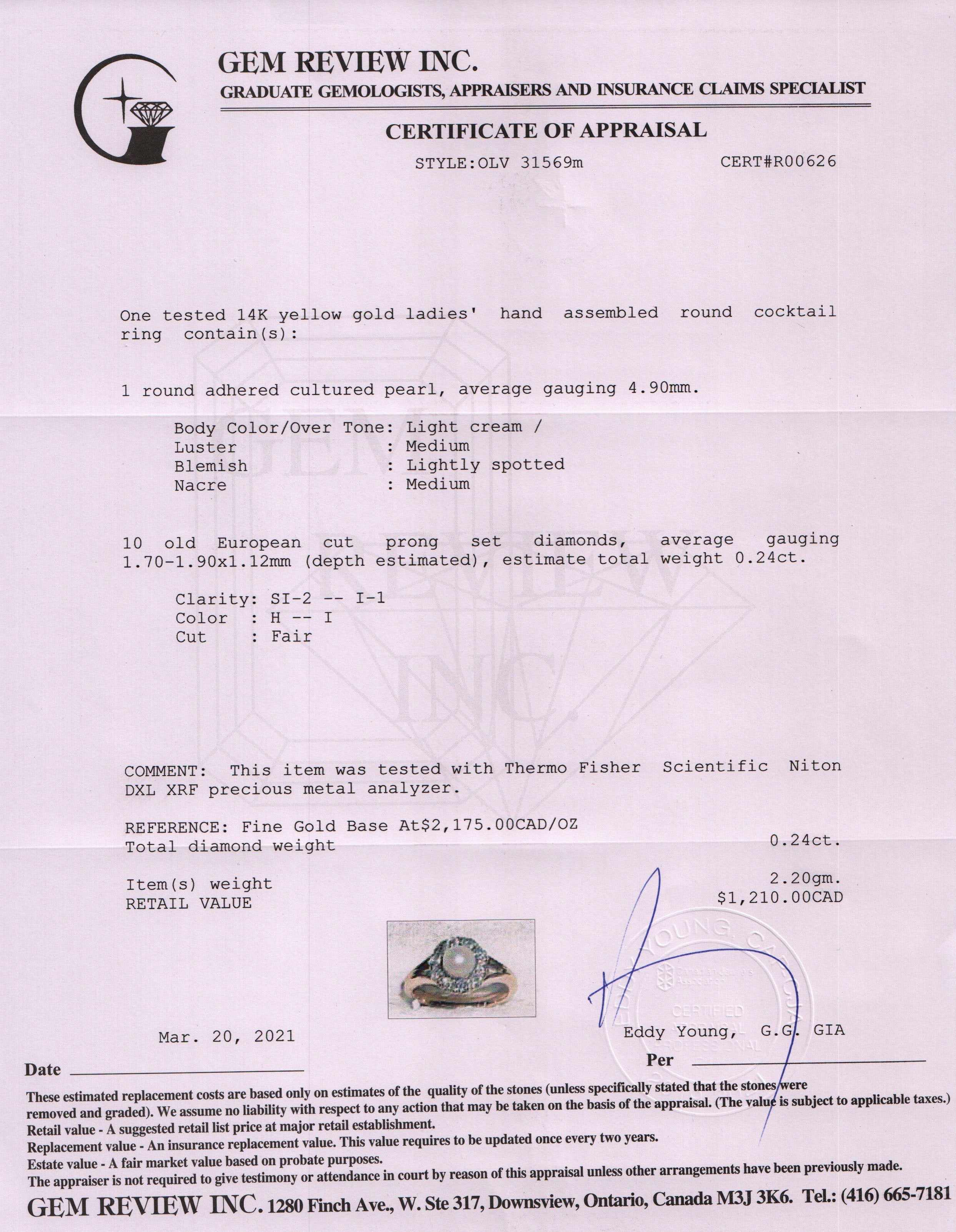 Antique Pearl and Diamond Cocktail Ring