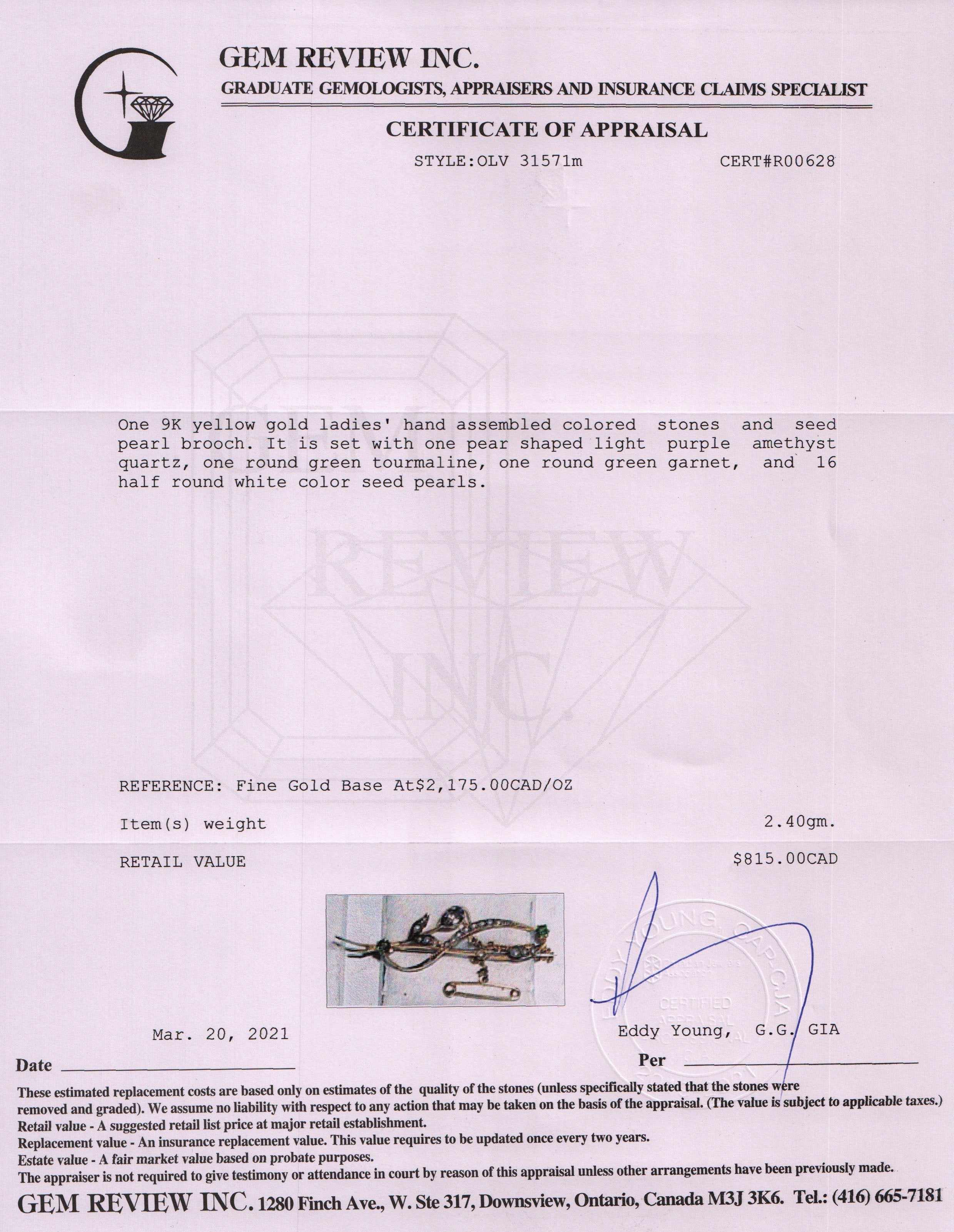 Antique Coloured Stone & Seed Pearl Brooch