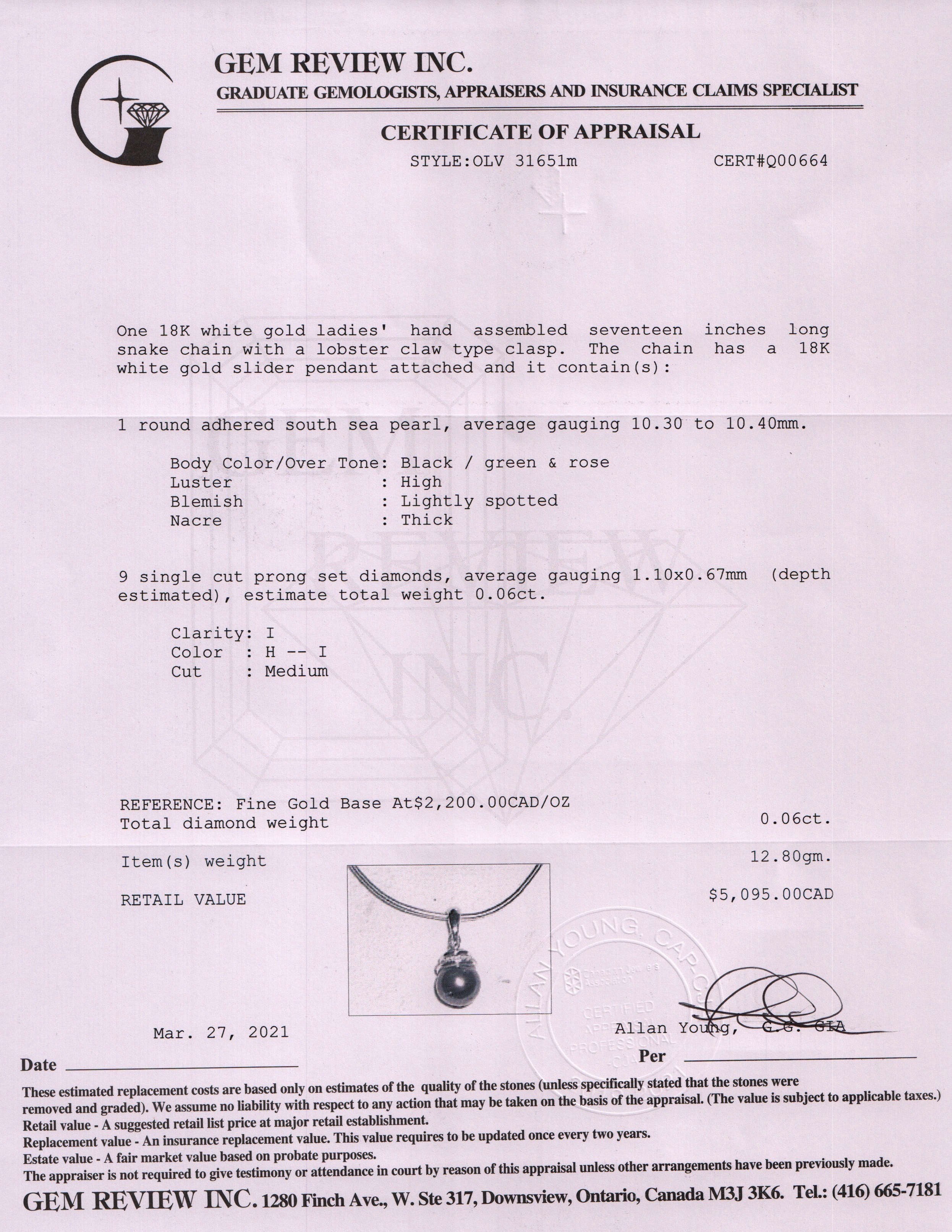 South Sea Pearl & Diamond Drop Pendant Necklace