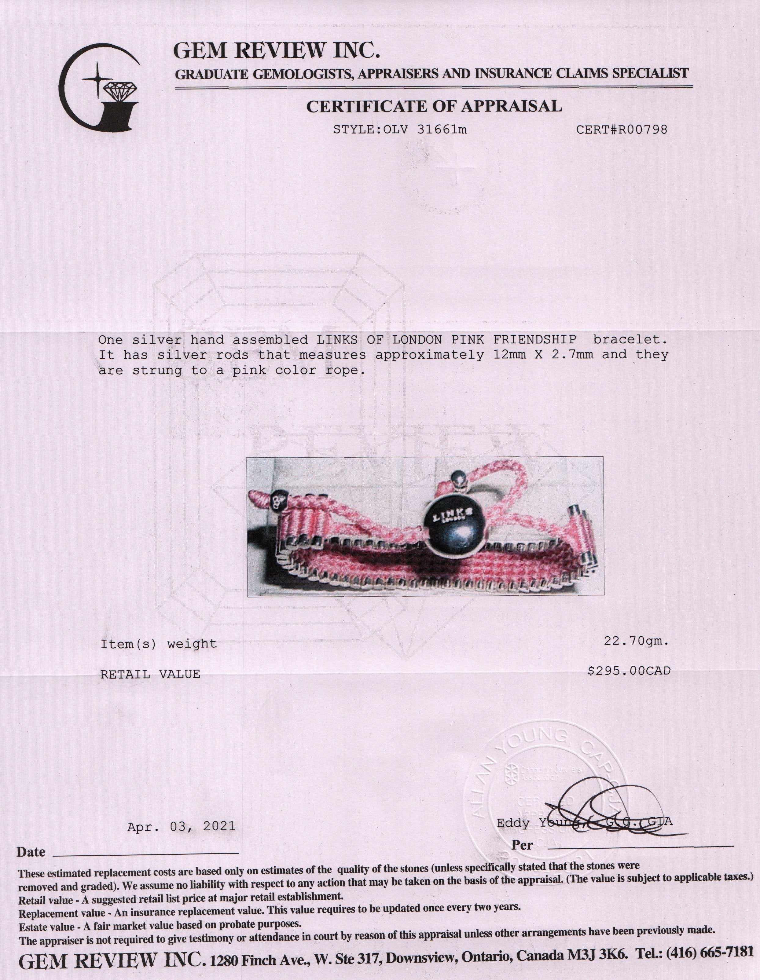 Links of London Pink Friendship Bracelet