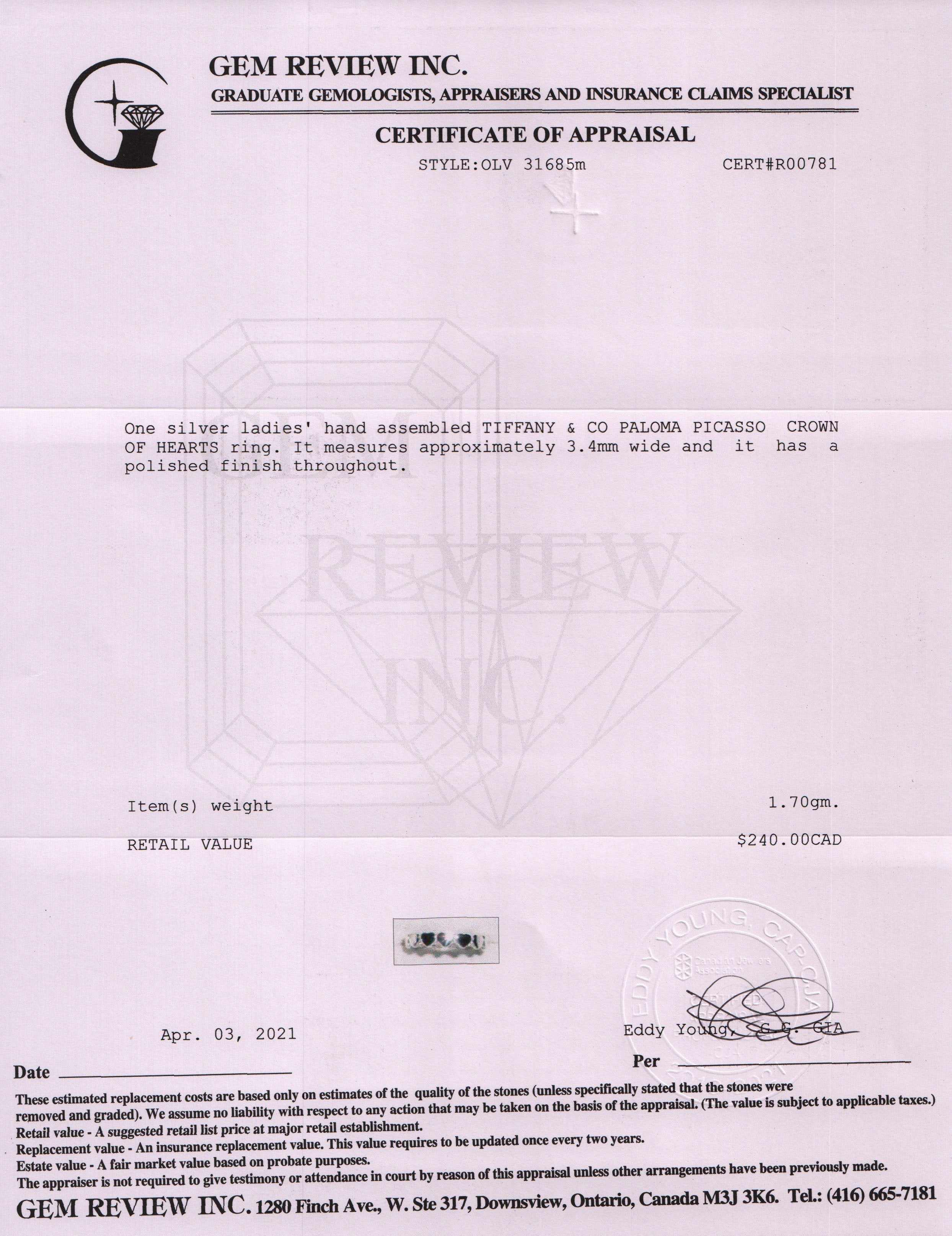 Tiffany & Co. Paloma Picasso Crown of Hearts Ring