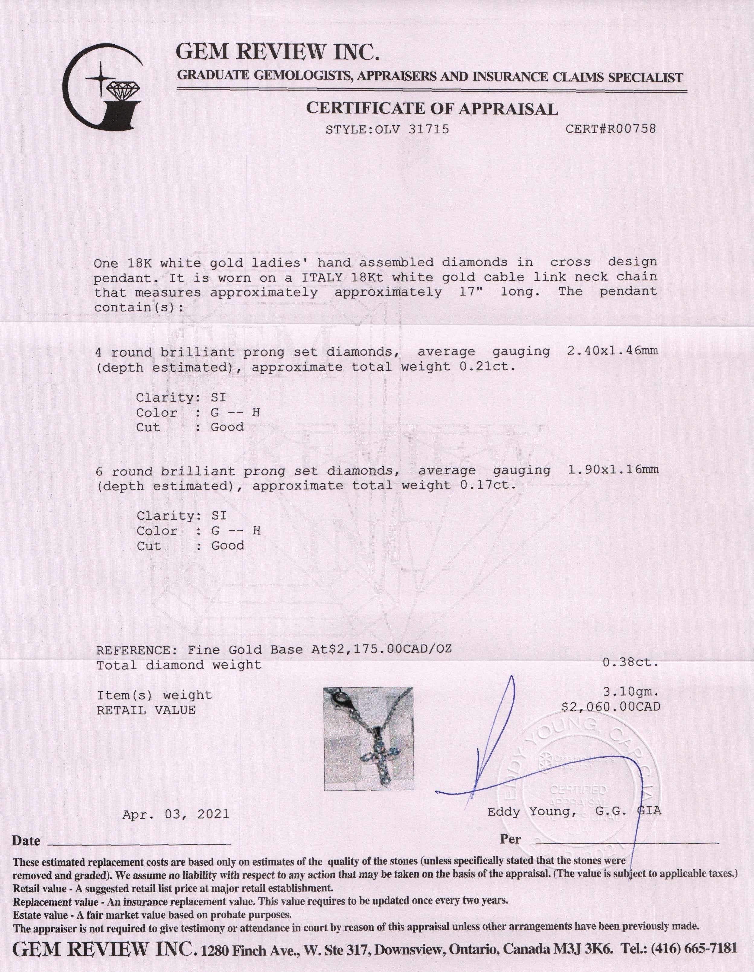 Diamond Cross Pendant Necklace