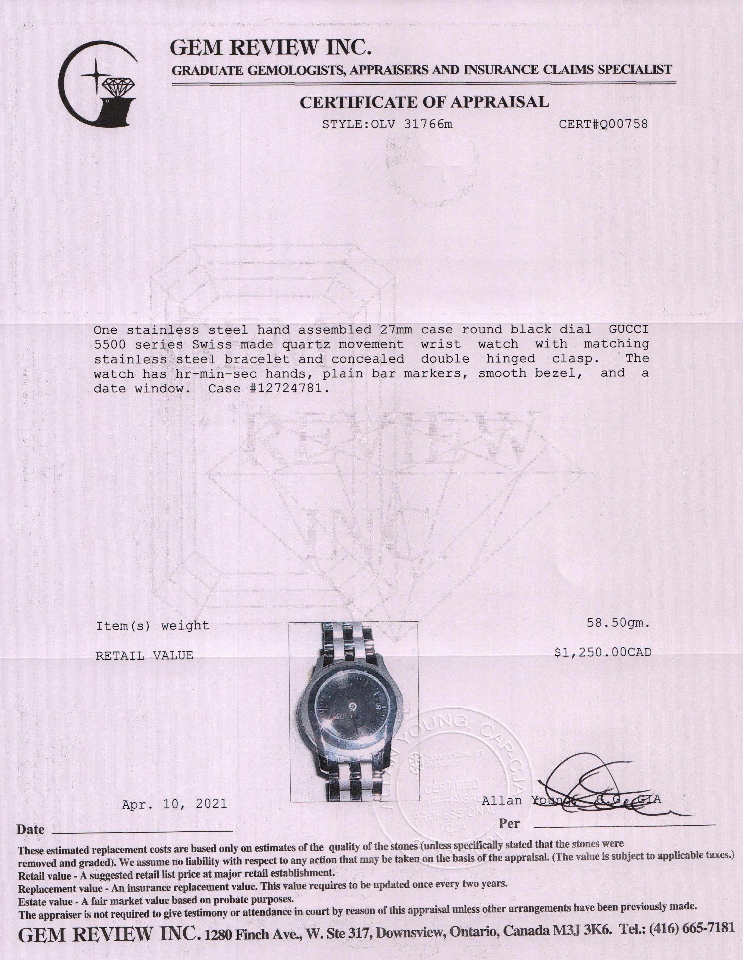 Gucci 5500 Series Watch w/ Box