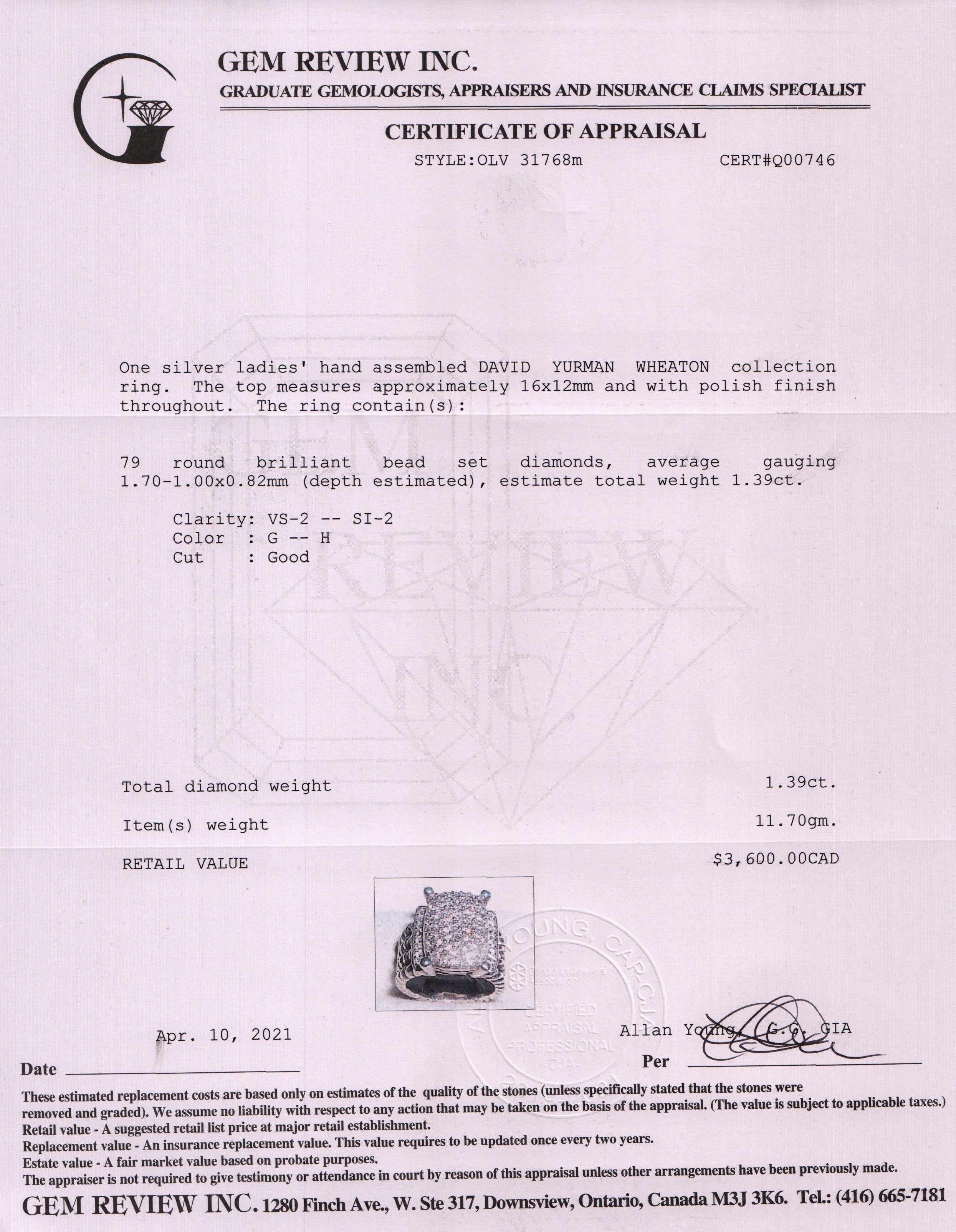 David Yurman Wheaton Ring with Diamonds