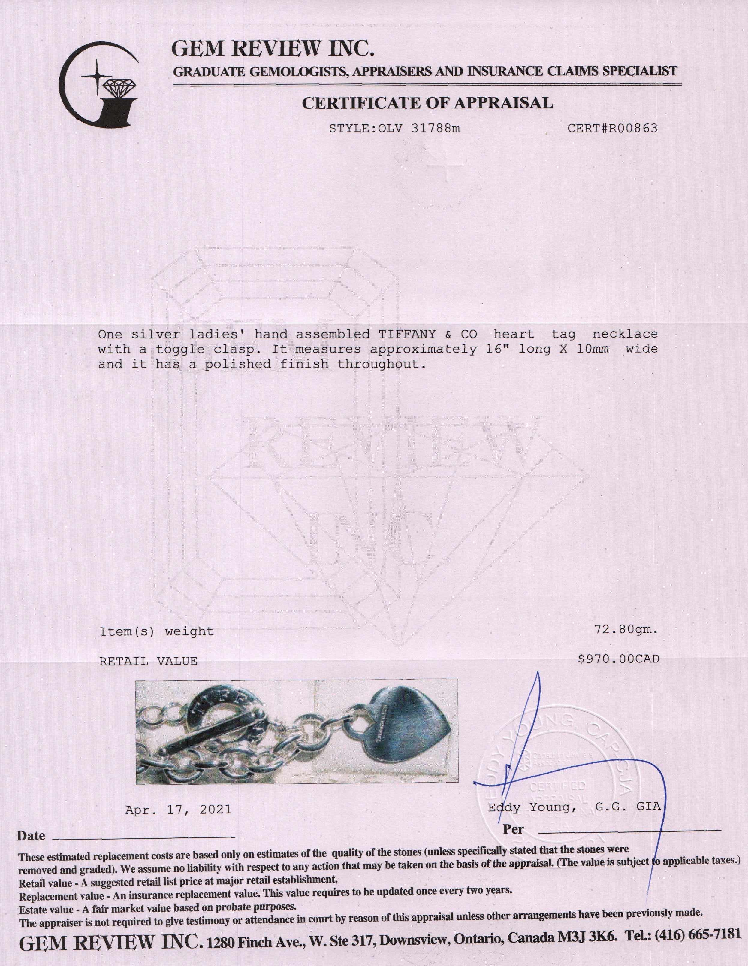 Tiffany & Co. Heart Tag Necklace with Toggle Clasp