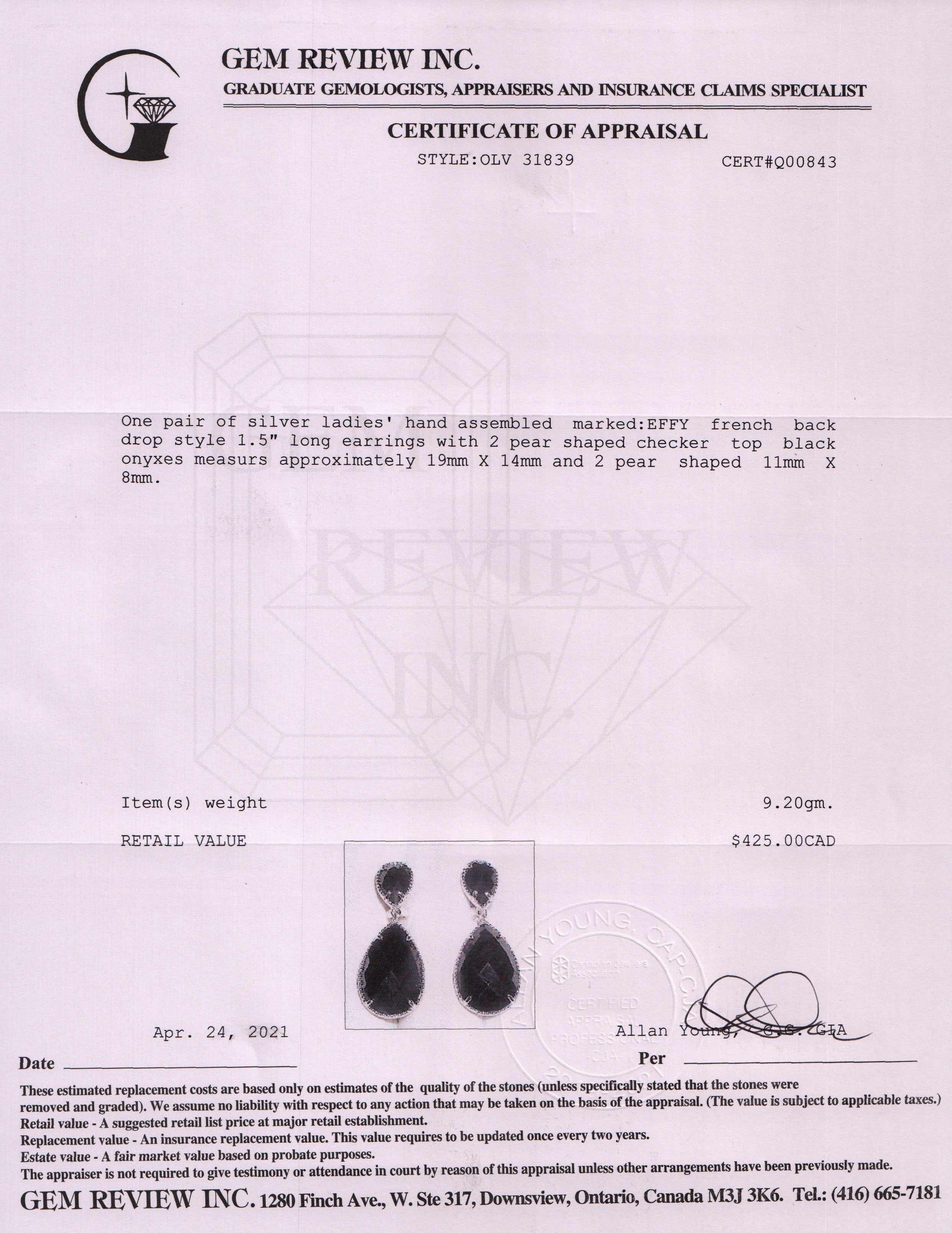 Effy Onyx Drop Earrings