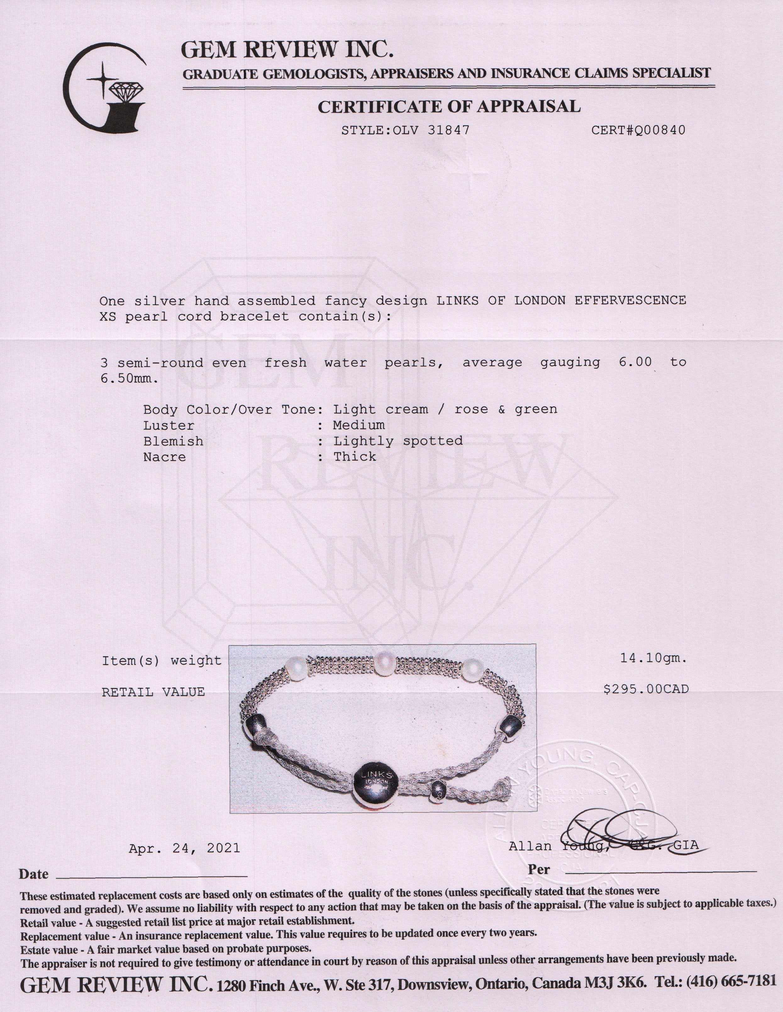 Links of London Effervescence XS Pearl Cord Bracelet