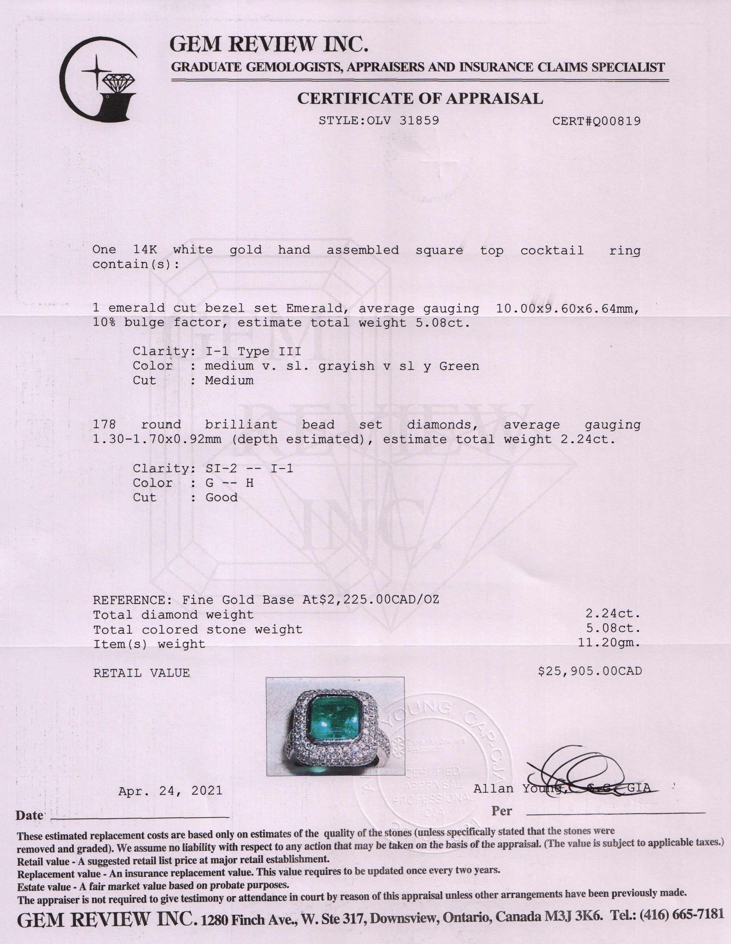 Emerald and Diamond Cocktail Ring