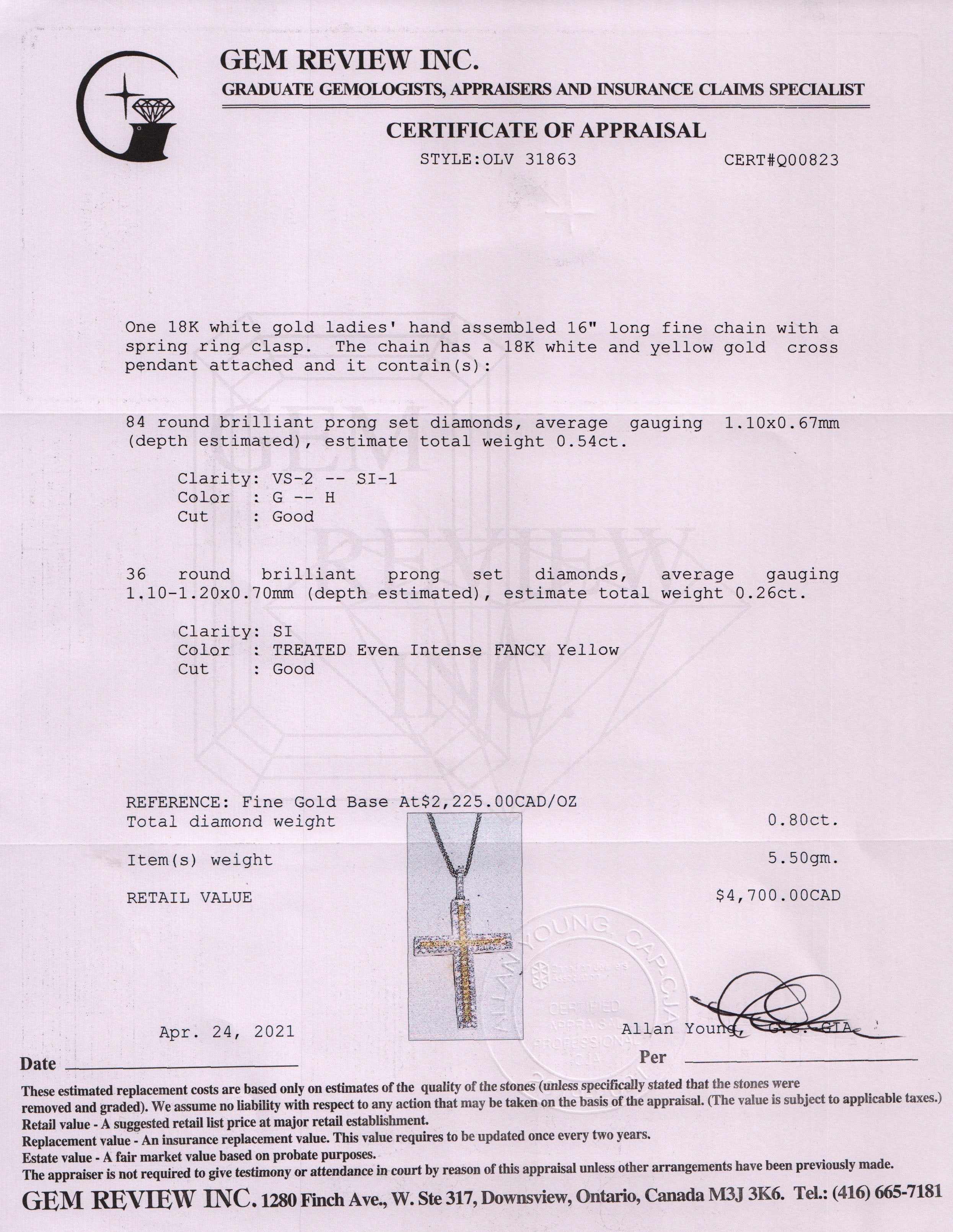 Diamond Cross Pendant Necklace