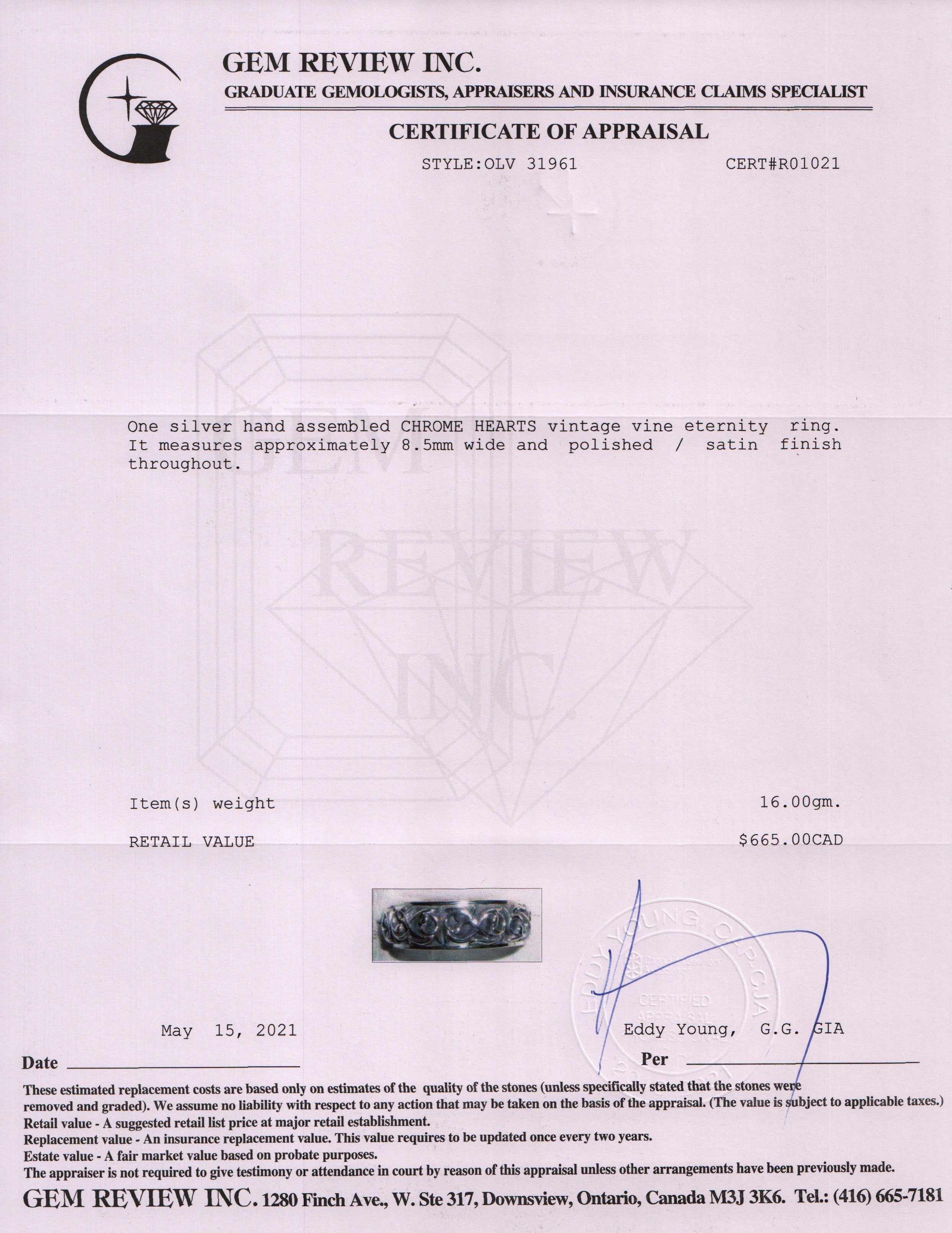 Chrome Hearts Vintage Vine Eternity Band Ring