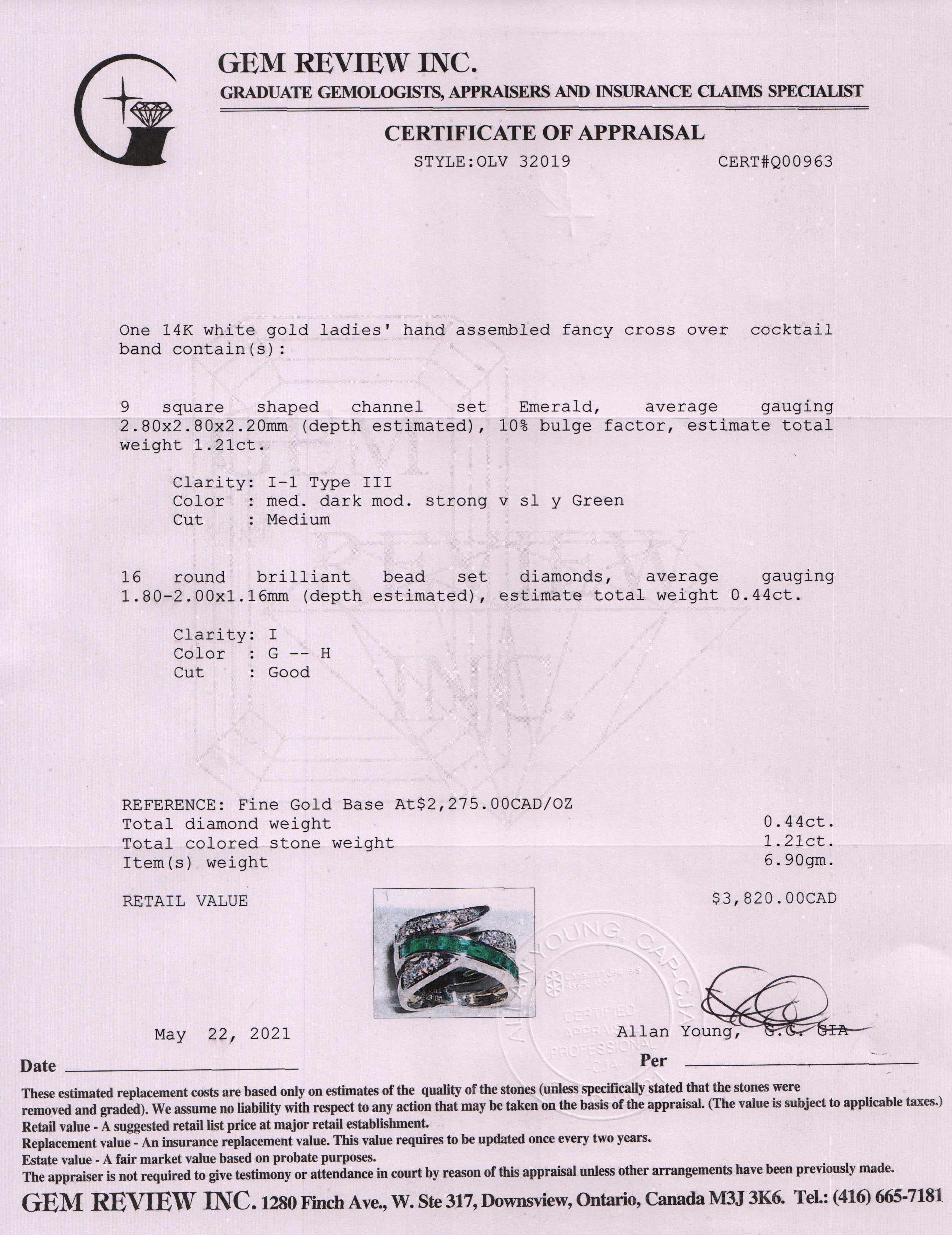 Emerald & Diamond Crossover Cocktail Ring