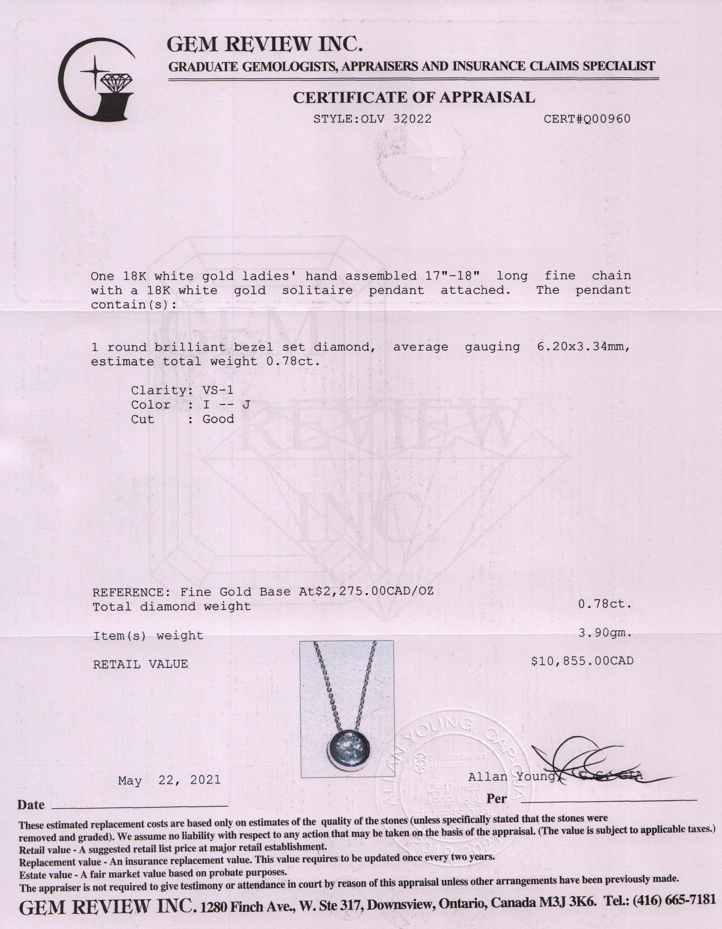 Diamond Solitaire Pendant Necklace