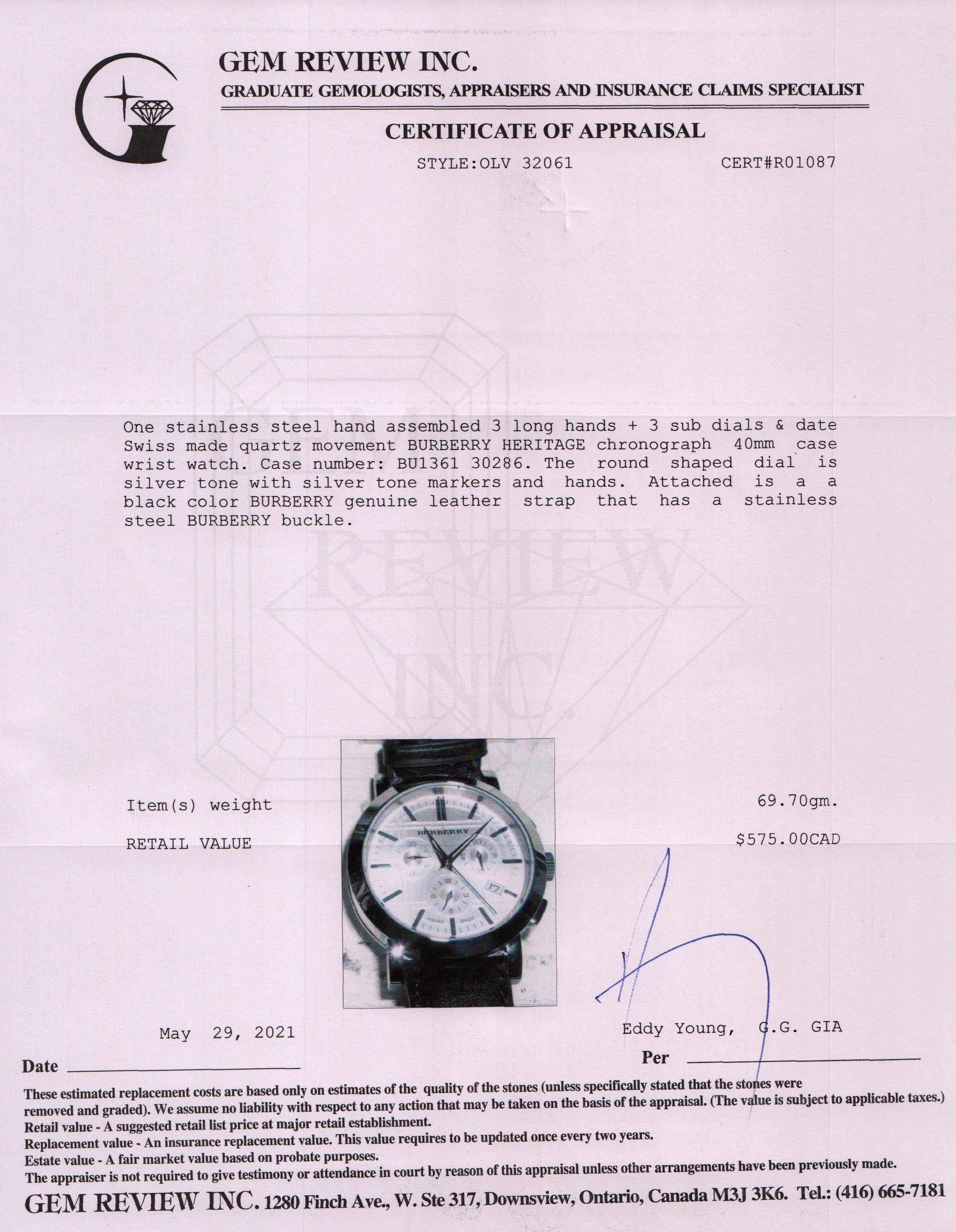Burberry Heritage Chronograph Watch