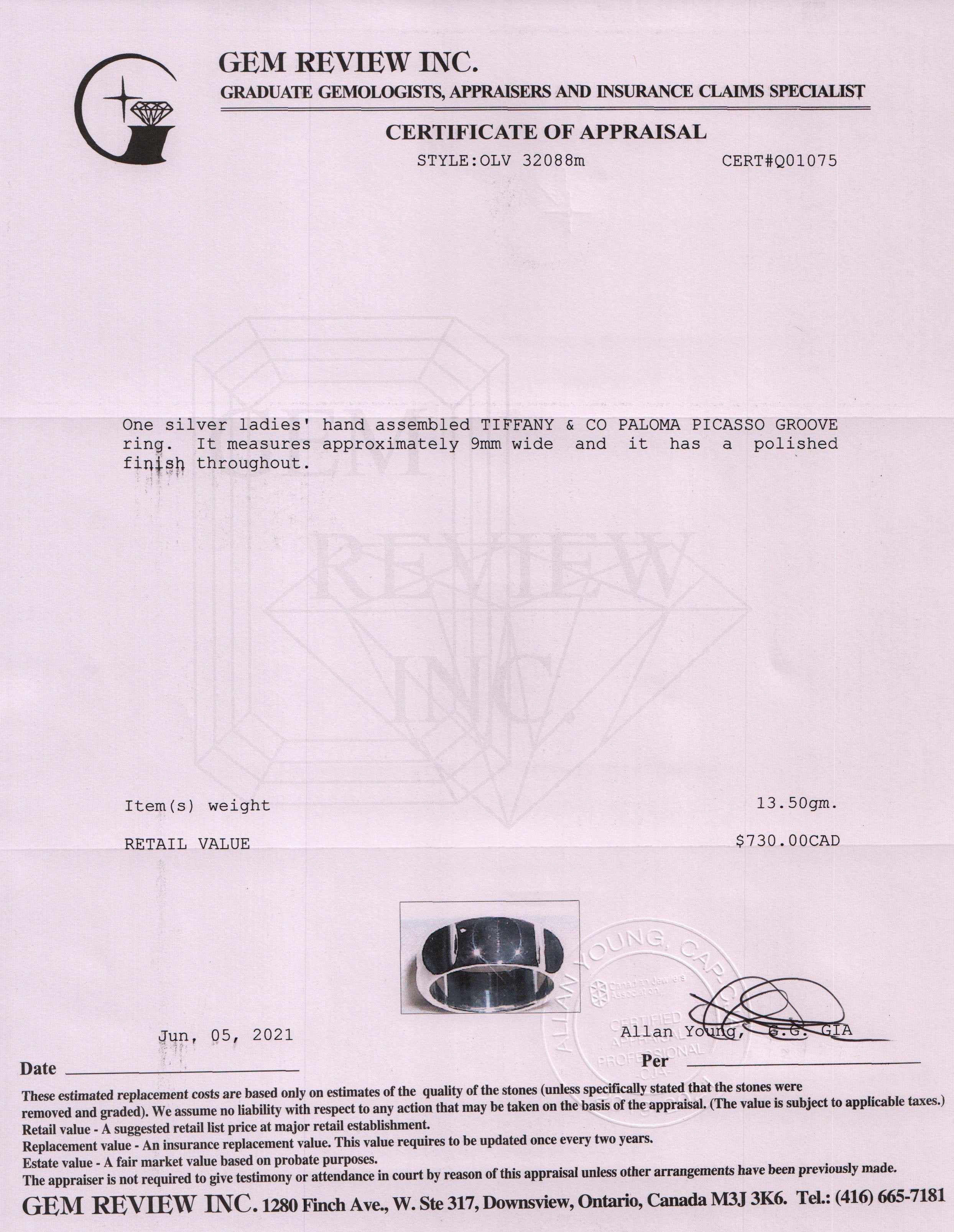 Tiffany & Co. Paloma Picasso Groove Wide Ring