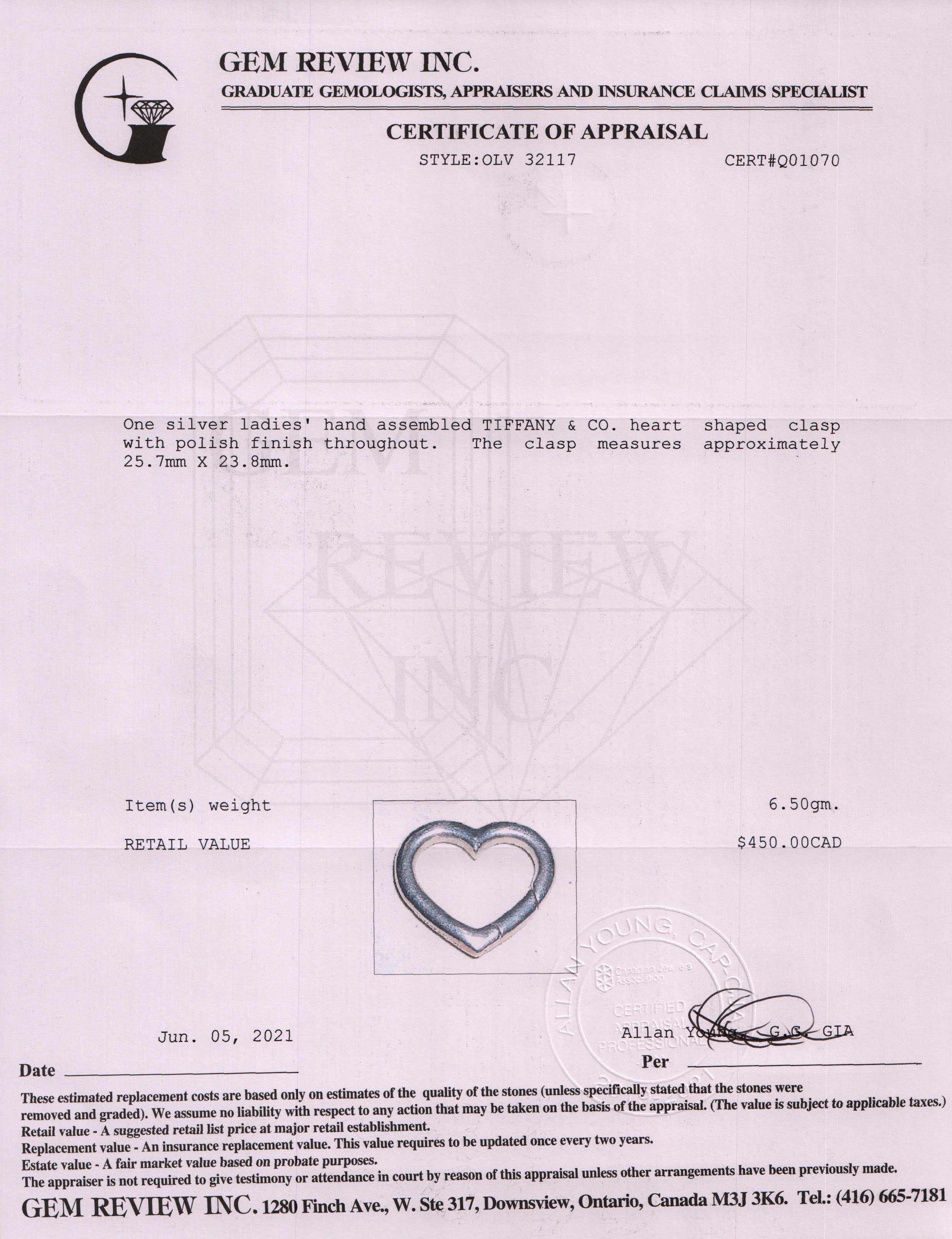 Tiffany & Co. Heart Clasp Pendant