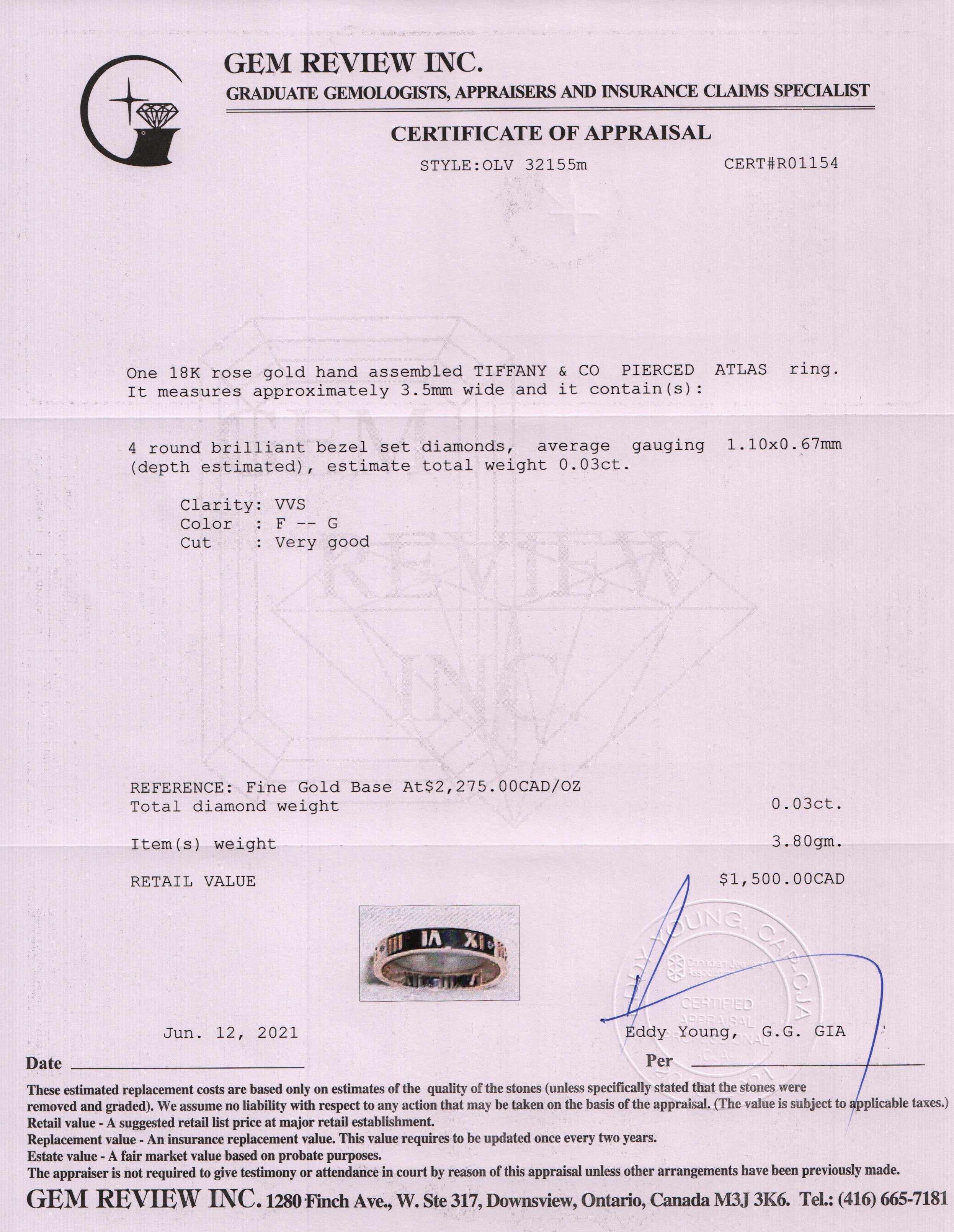 Tiffany & Co. 18k Rose Gold Diamond Atlas Pierced Ring