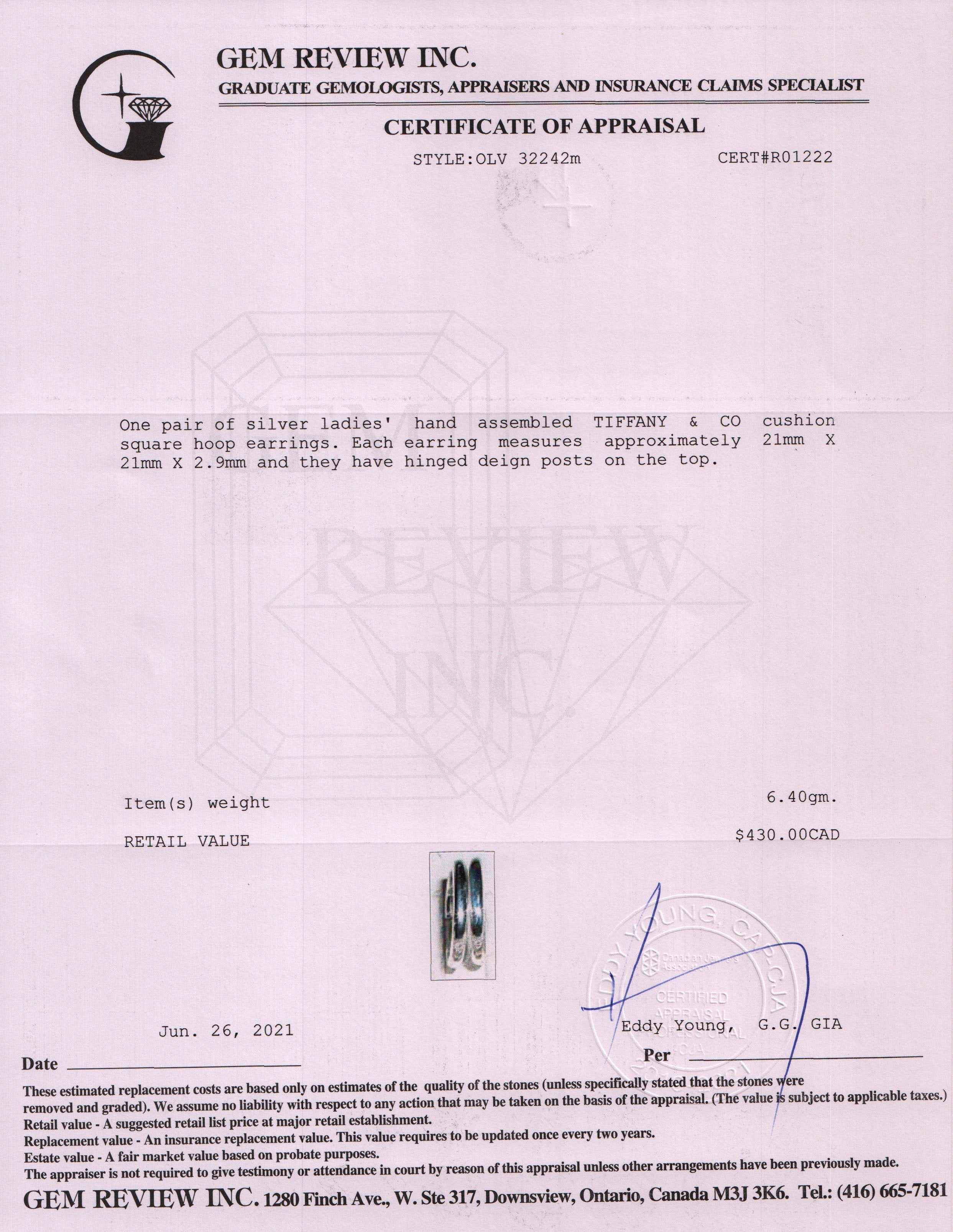 Tiffany & Co. Small Cushion Hoop Earrings