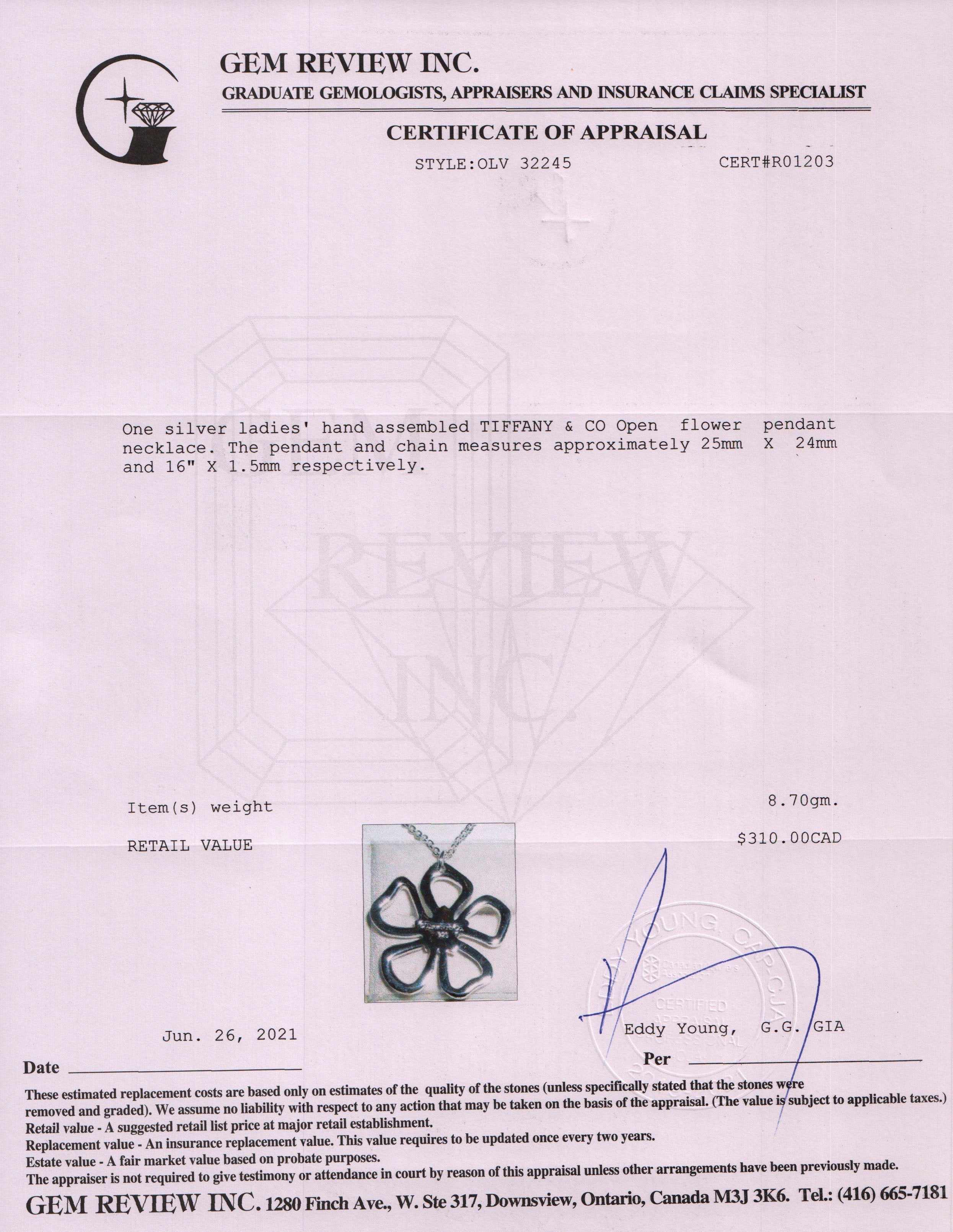 Tiffany & Co. Open Flower Pendant Necklace