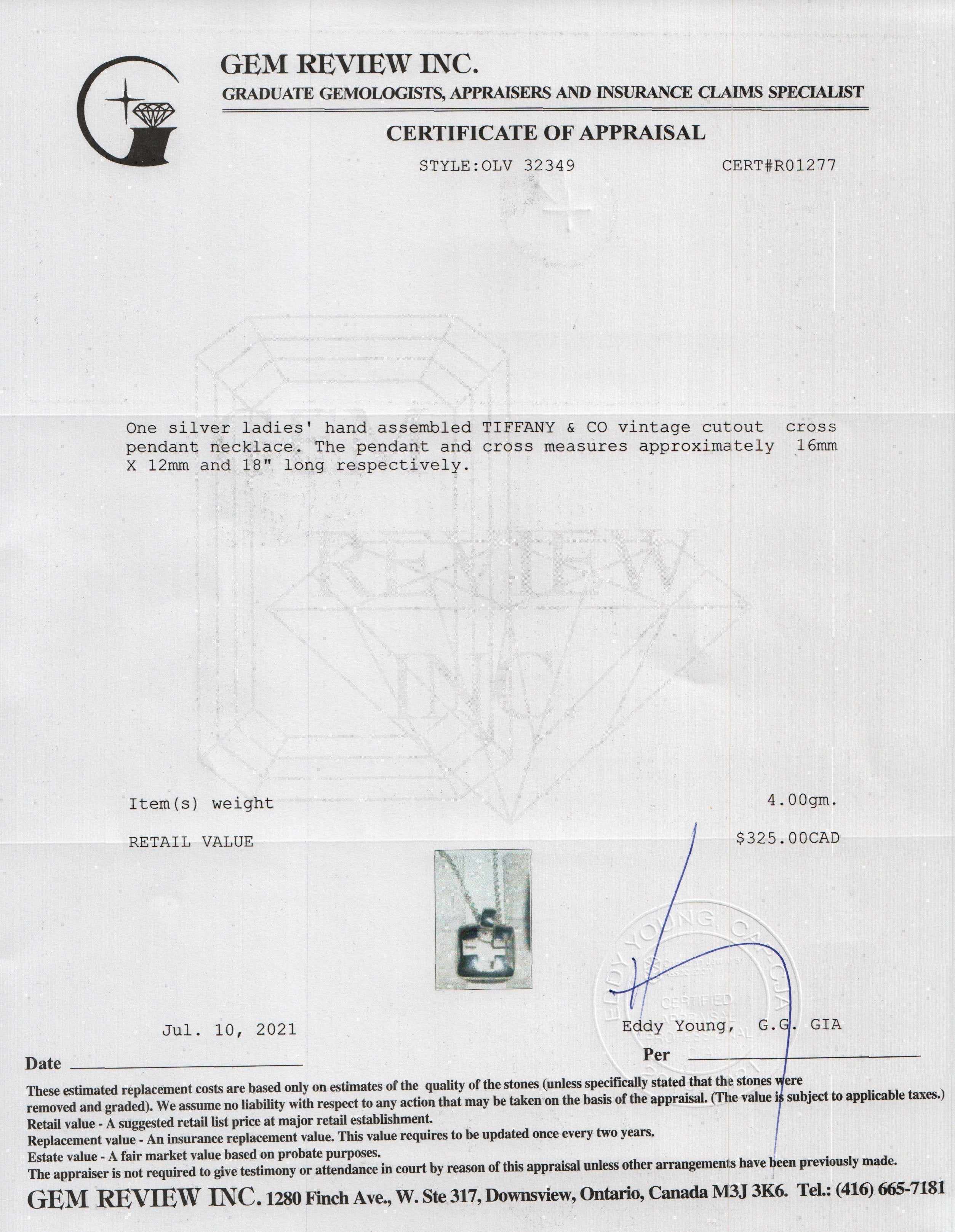 Tiffany & Co. Vintage Cutout Cross Pendant Necklace