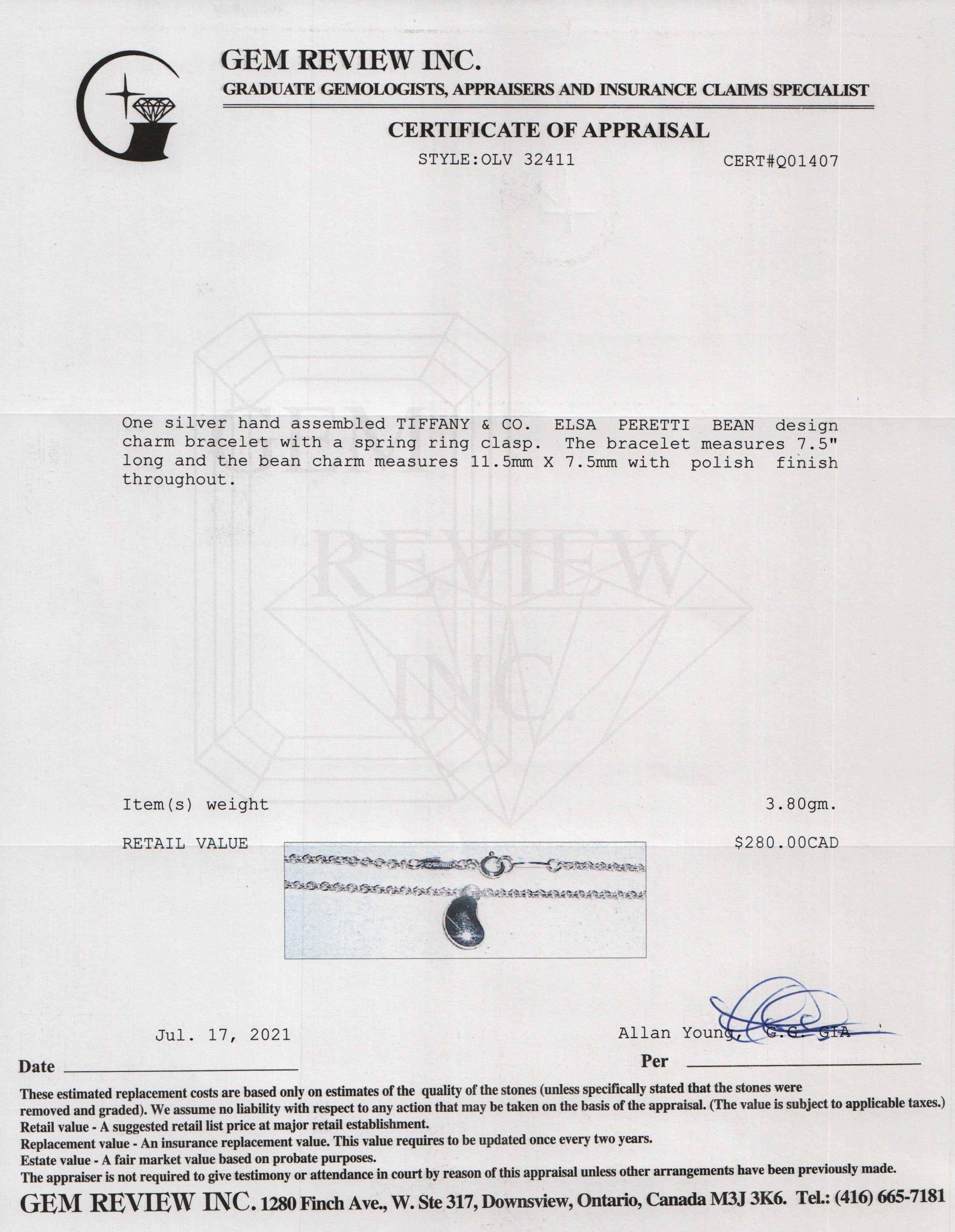 Tiffany & Co. Elsa Peretti Bean Bracelet