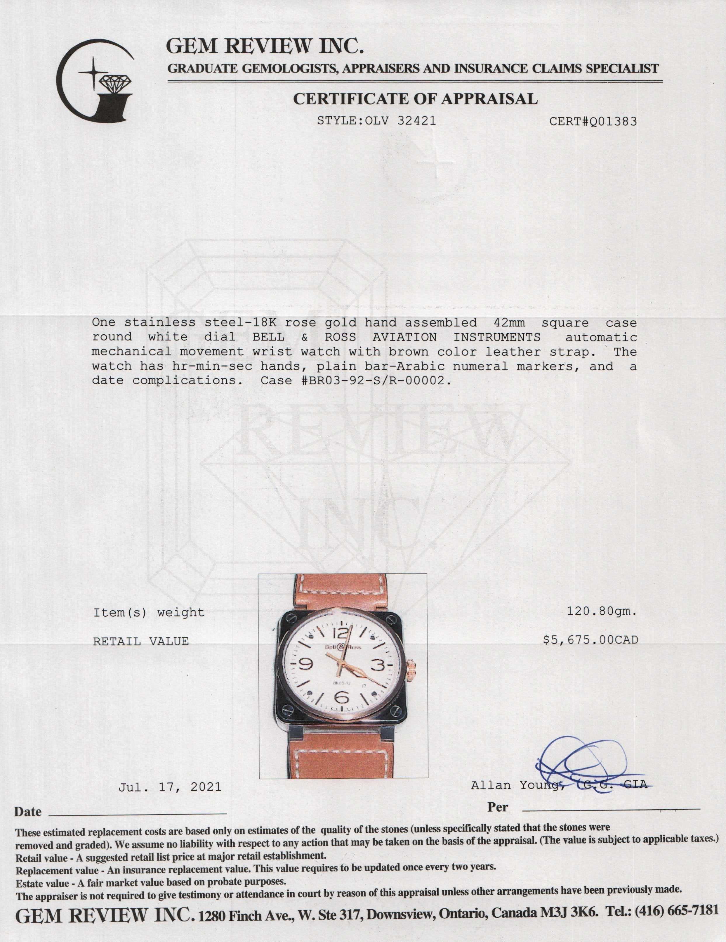 Bell & Ross Aviation Instruments BR0392 Watch w/ Box