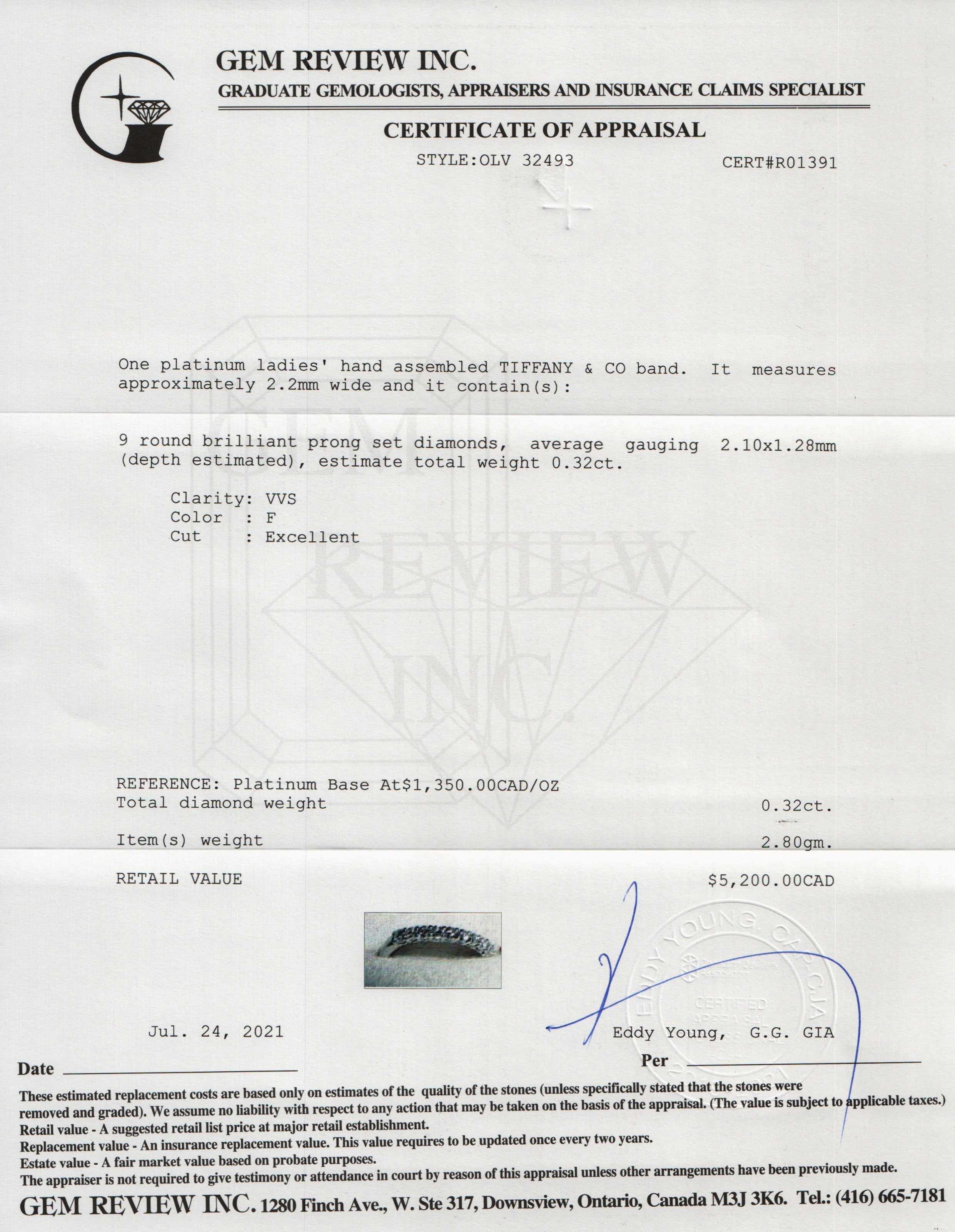 Tiffany & Co. Platinum Embrace Diamond Band Ring