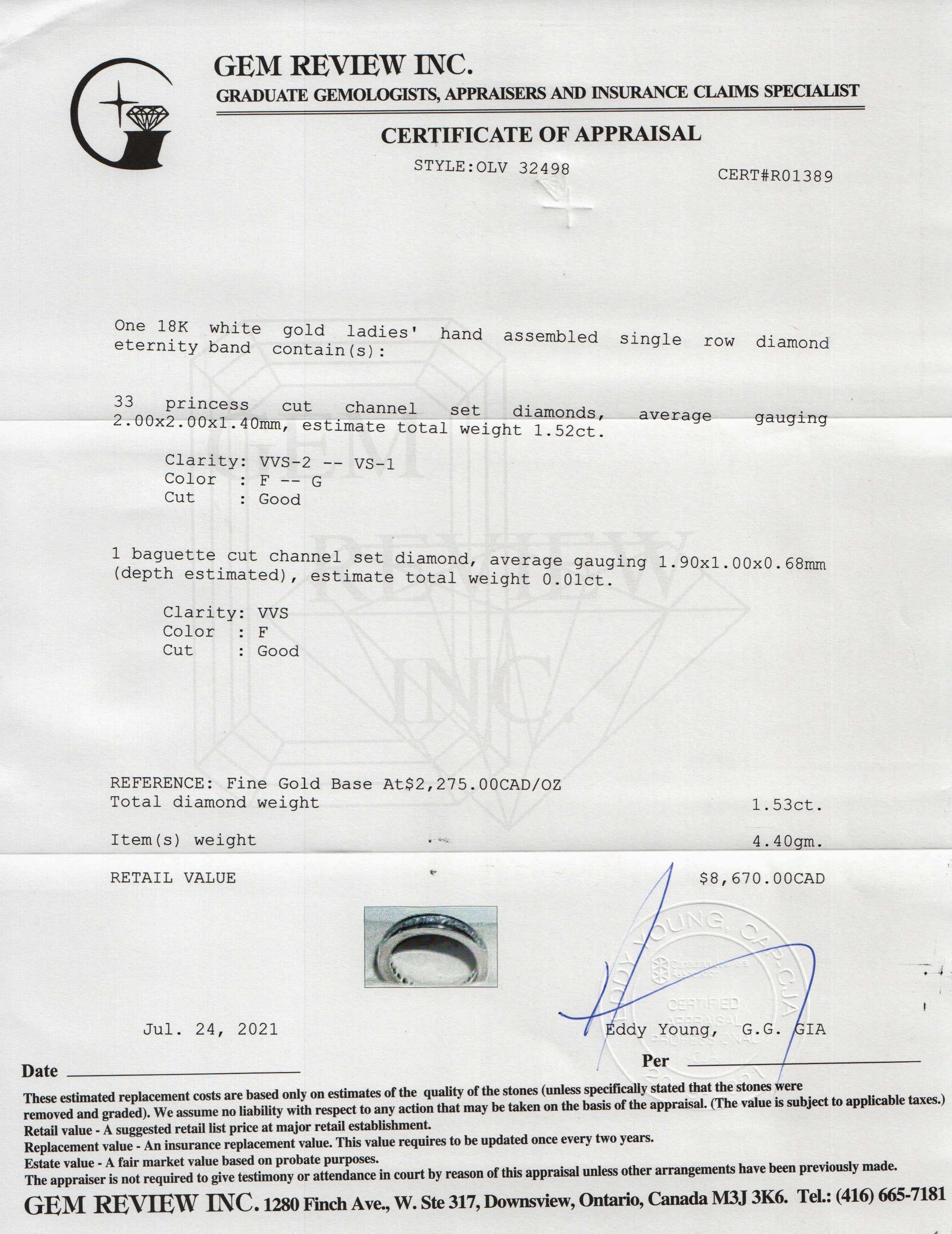 18k White Gold Diamond Eternity Band Ring
