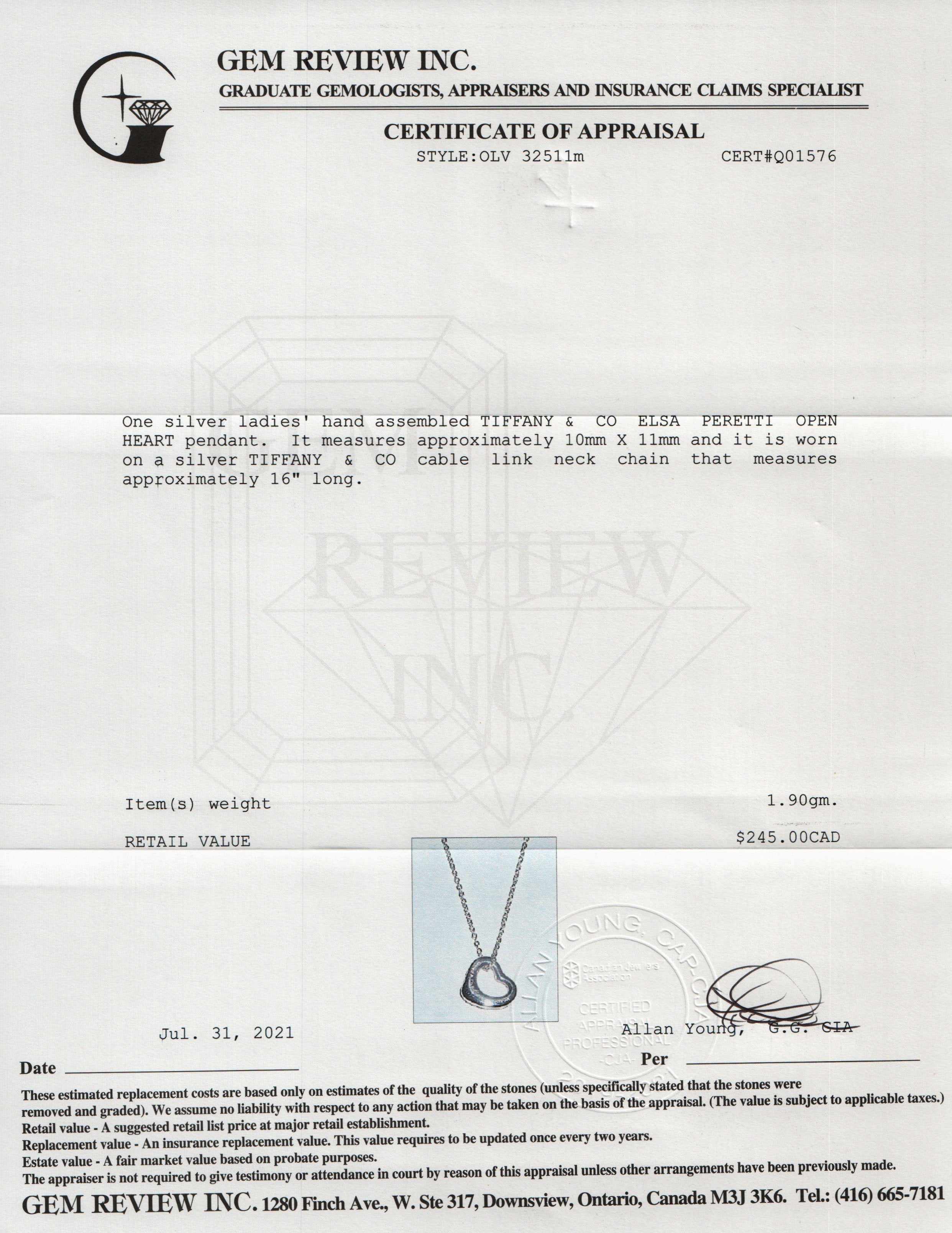 Tiffany & Co. Elsa Peretti Mini Open Heart Pendant Necklace