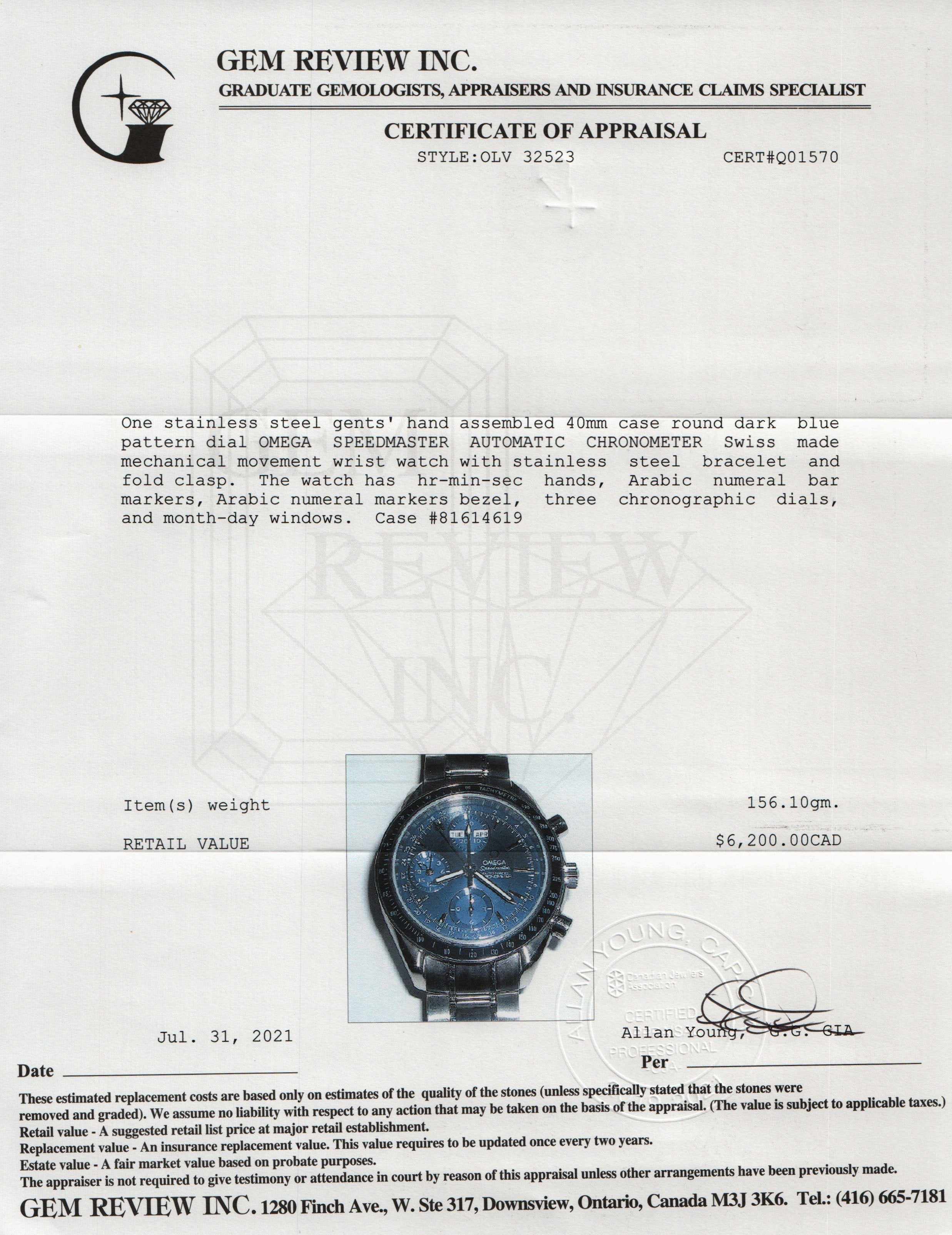 Omega Speedmaster Day-Date Automatic Chronograph Watch