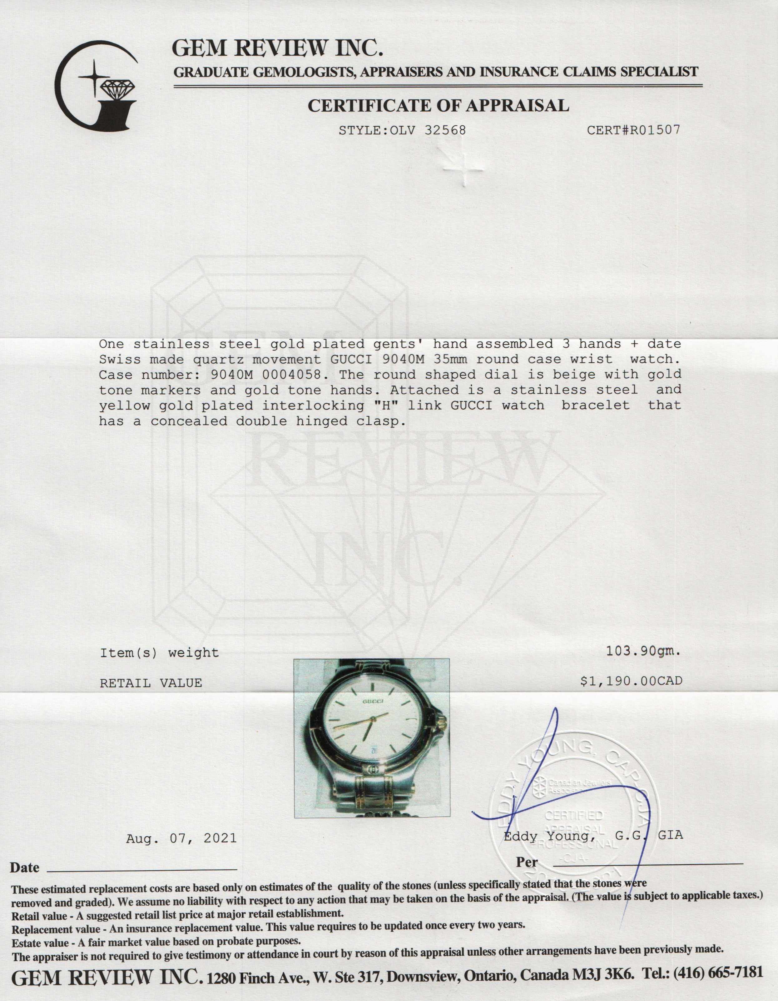 Gucci Two-Tone 9040 Series Watch w/ Box