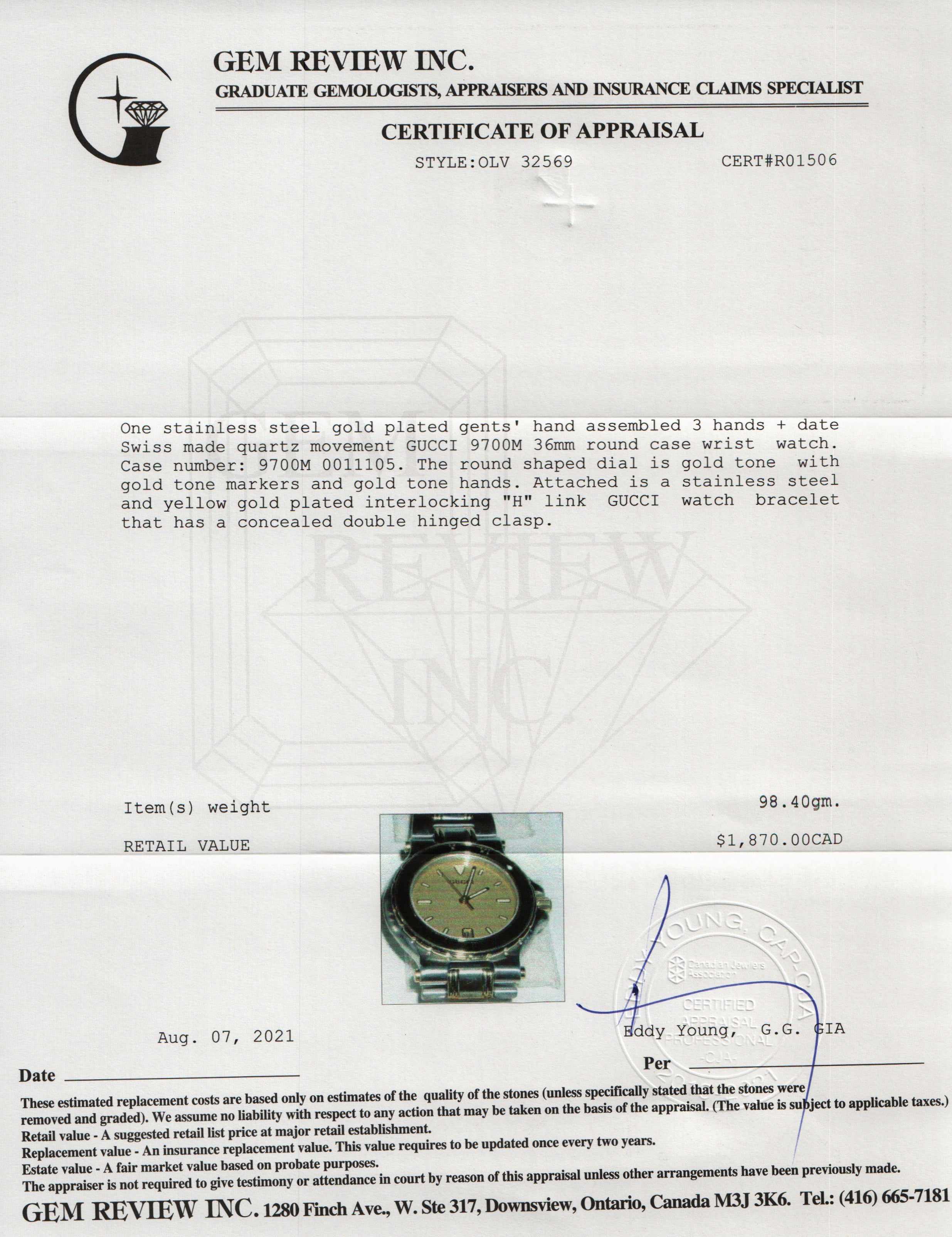 Gucci Two-Tone 9700 Series Watch w/ Box