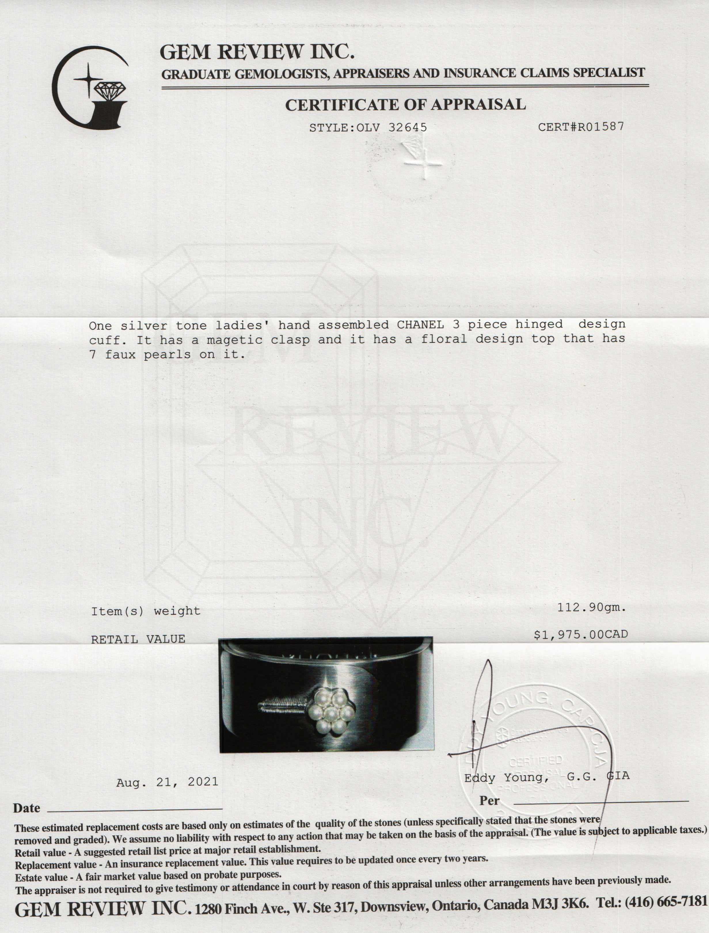 Chanel Faux Pearl Hinged Cuff