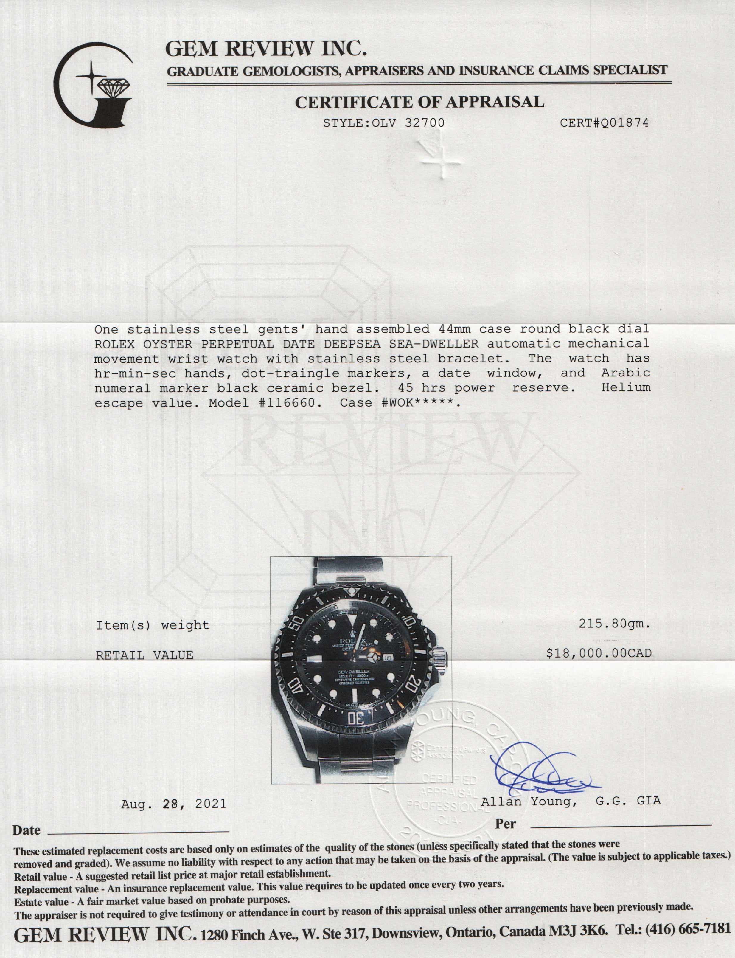Rolex Sea-Dweller Deepsea Watch w/ Box