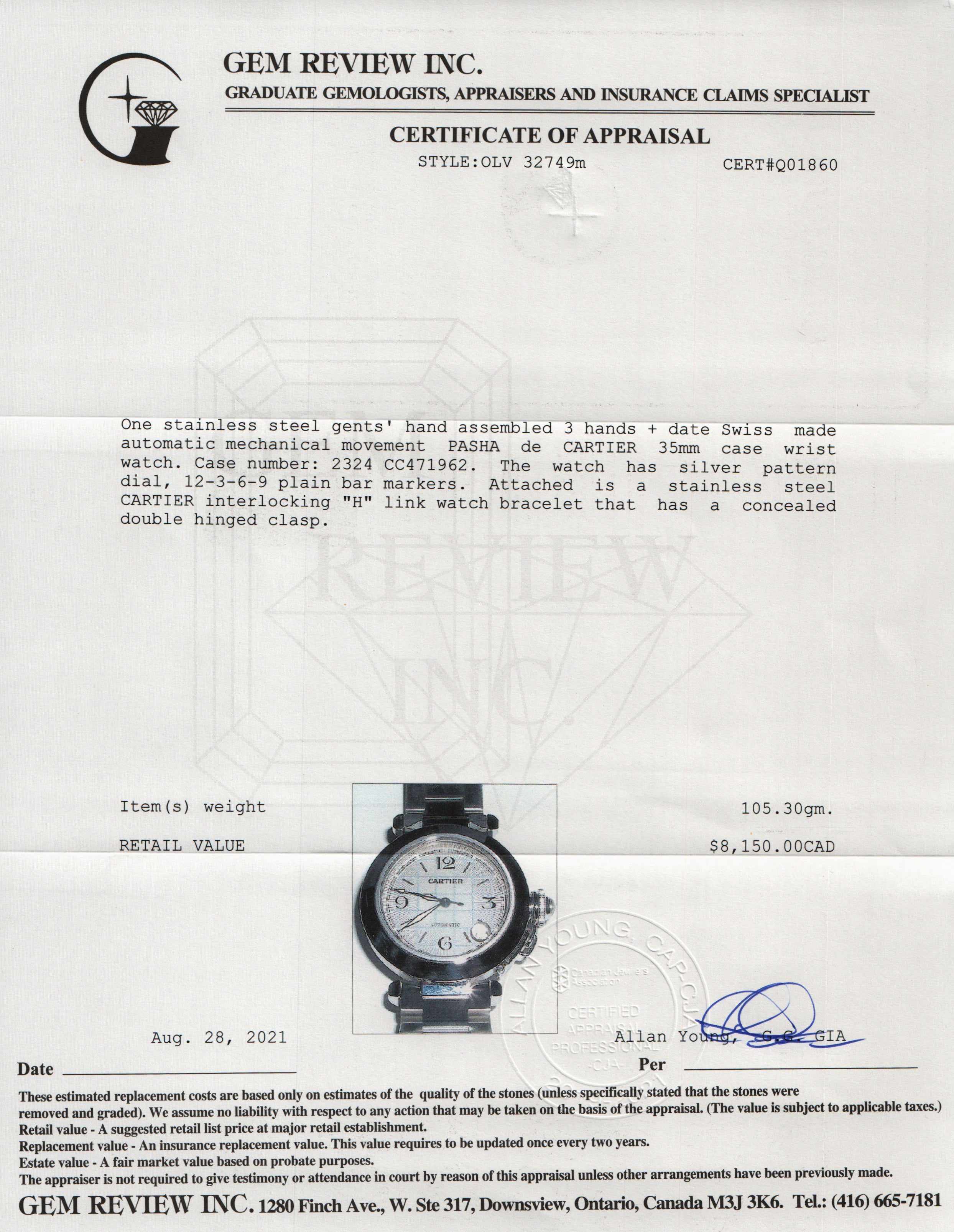 Cartier Pasha de Cartier Watch w/ Box