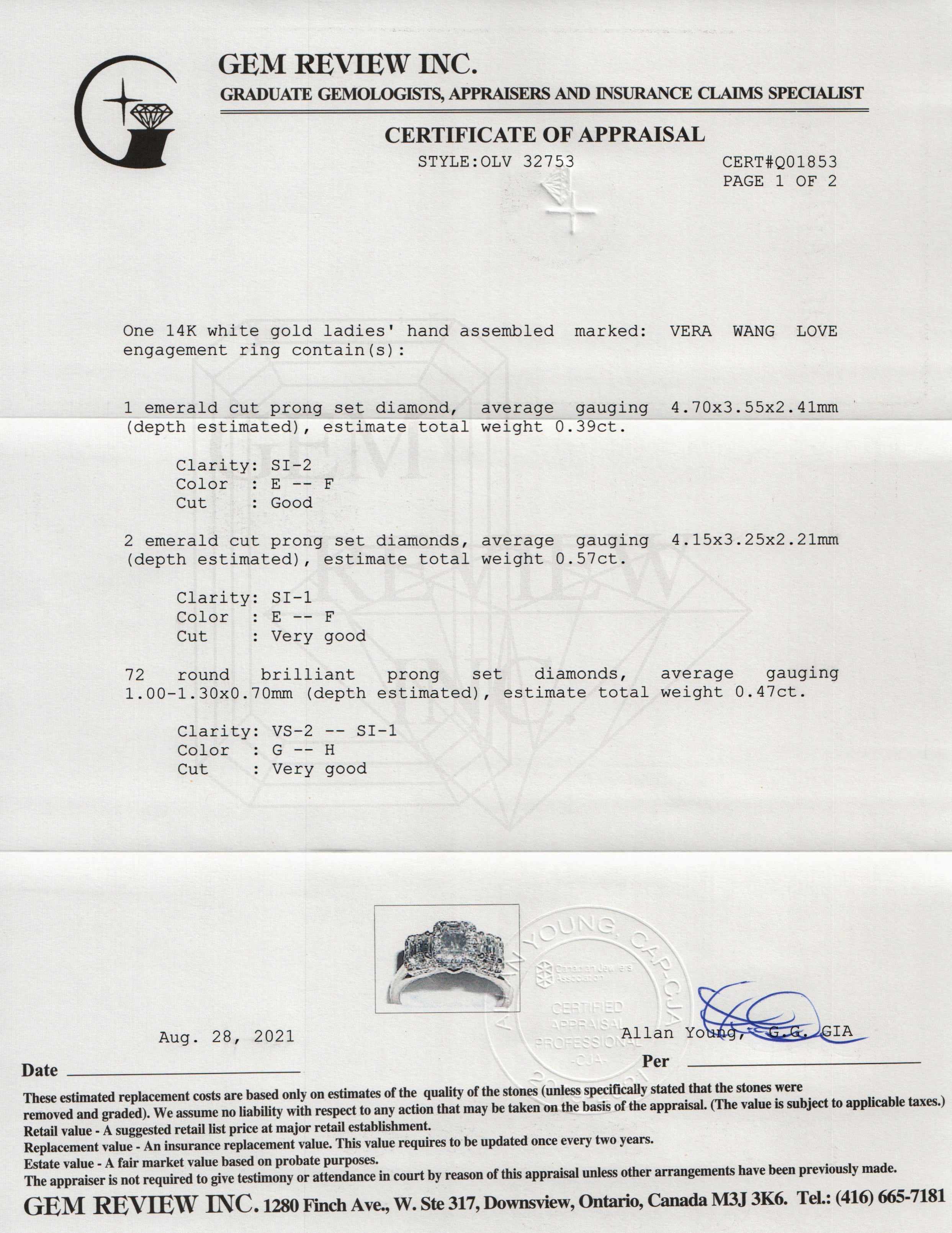 Vera Wang Love Diamond Engagement Ring