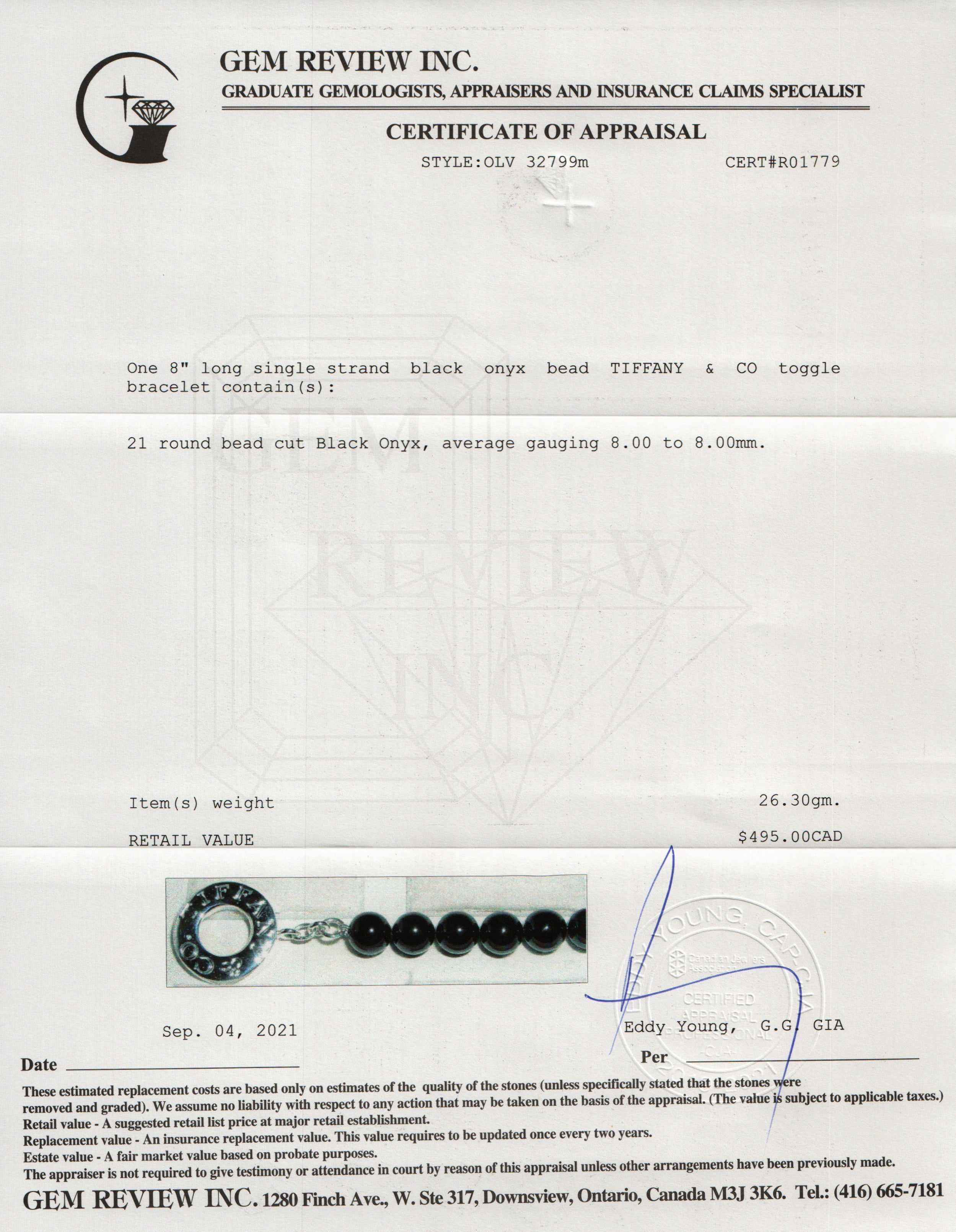 Tiffany & Co. Onyx Bead Toggle Bracelet