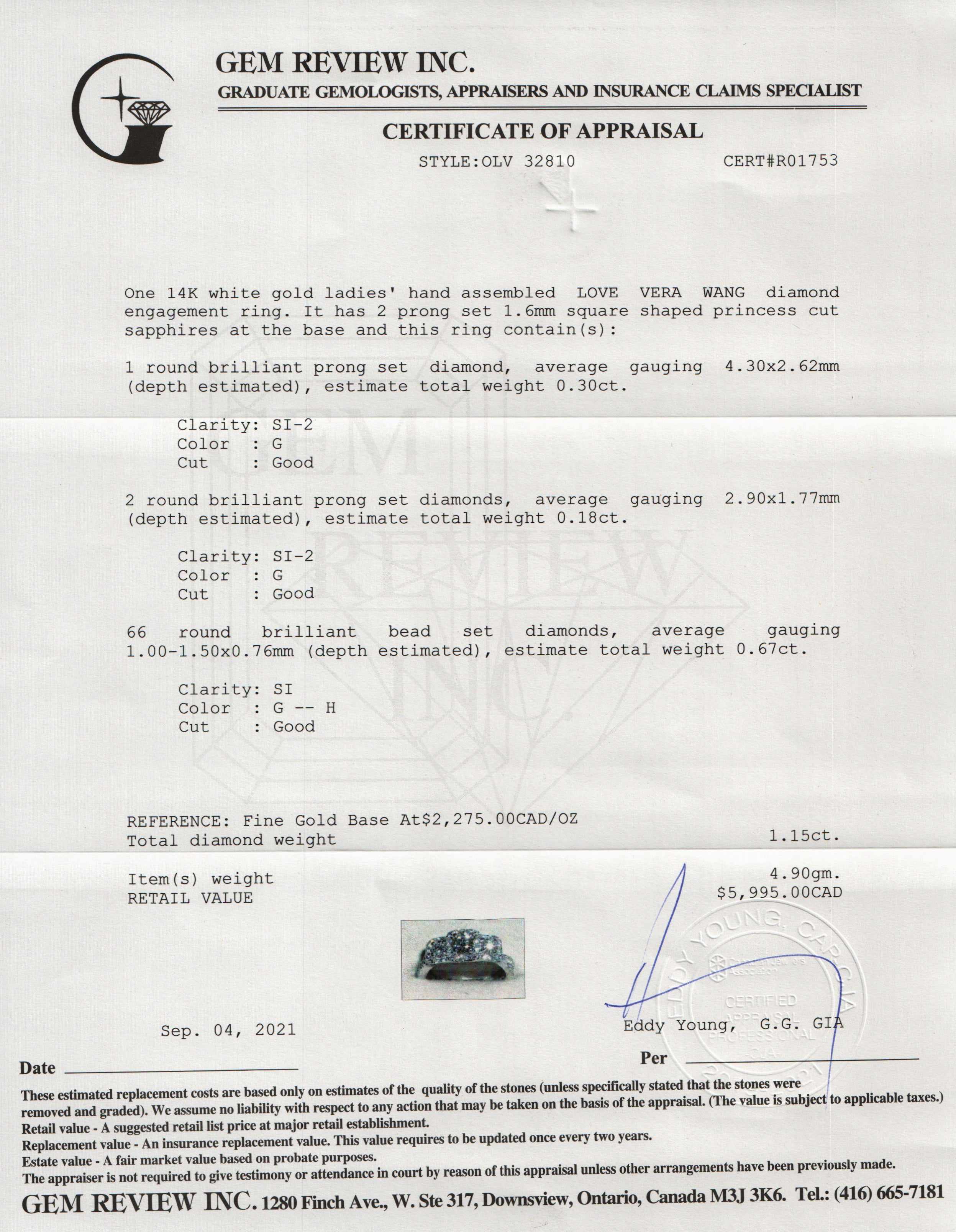 Vera Wang Love Diamond Engagement Ring