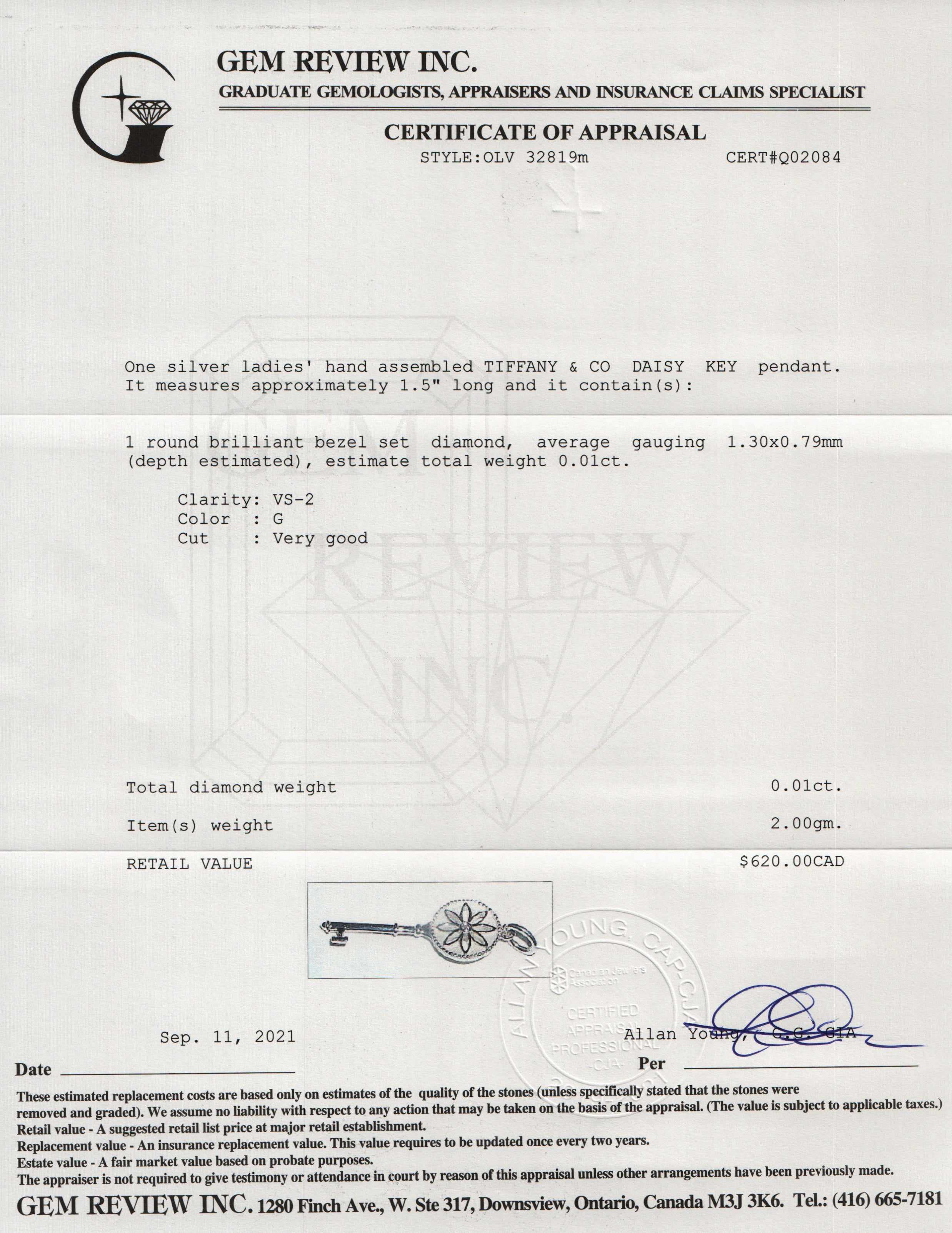 Tiffany & Co. Diamond Daisy Key Pendant