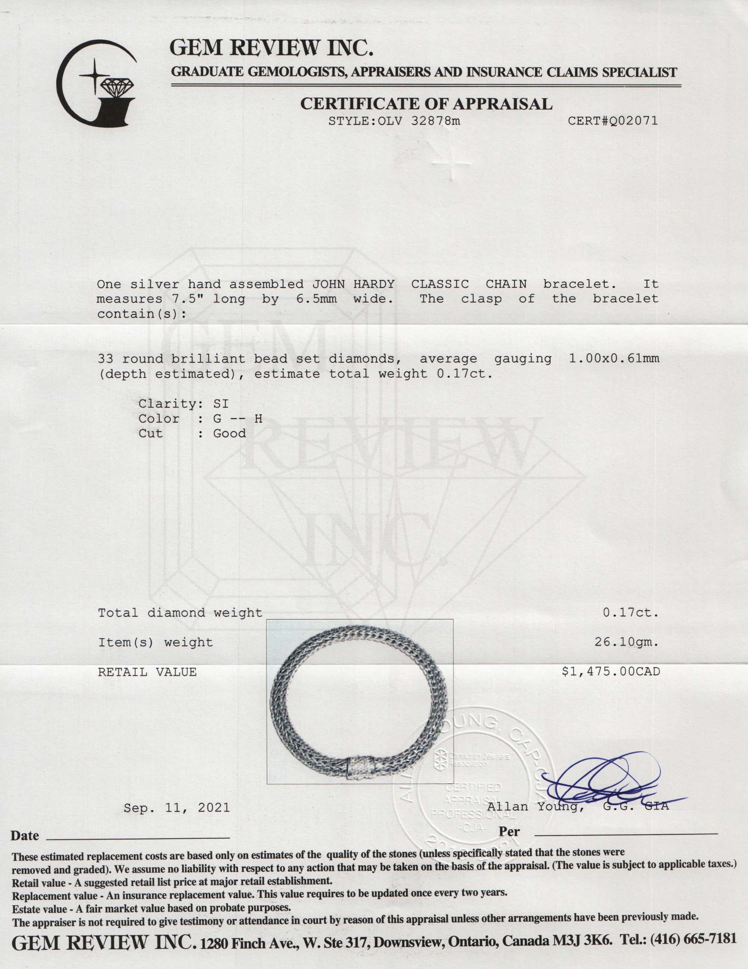 John Hardy Classic Chain Bracelet with Diamonds